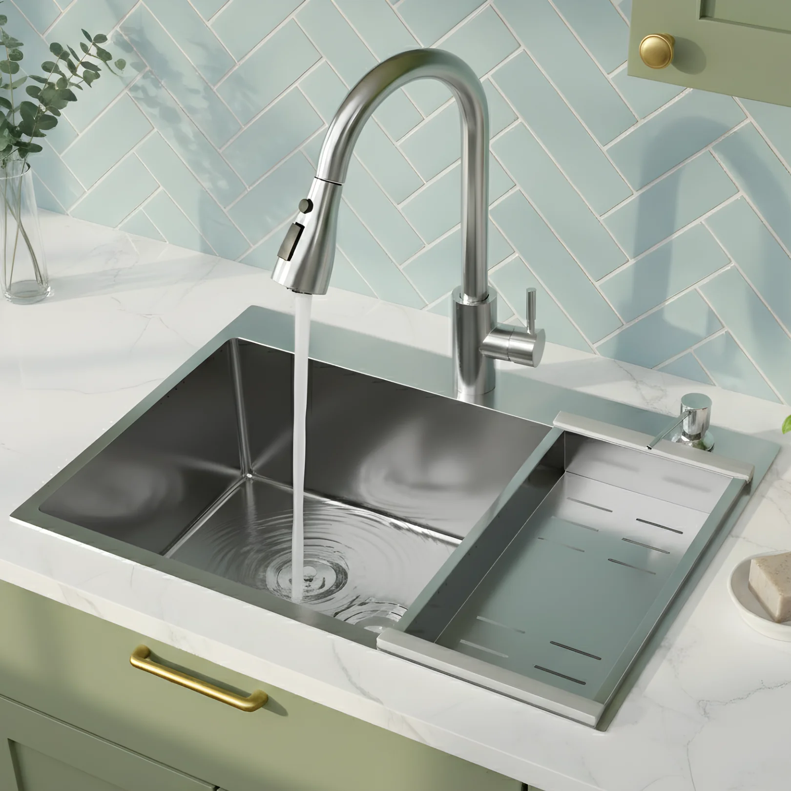 Klopeiner - 23.62" Stainless Steel Undermount Kitchen Sink with Pull-Out Faucet - Single Bowl Workstation Sink for Kitchen, Laundry & Bathroom - Image 11