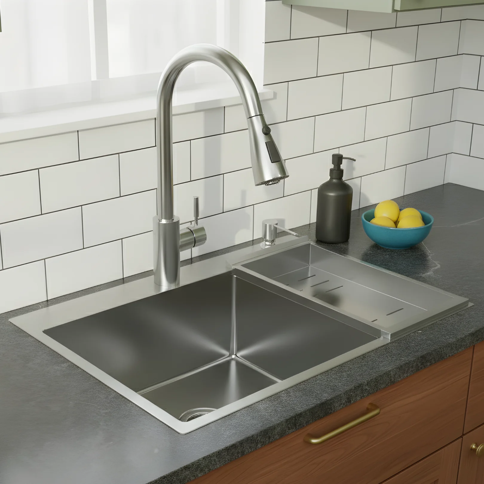 Klopeiner - 23.62" Stainless Steel Undermount Kitchen Sink with Pull-Out Faucet - Single Bowl Workstation Sink for Kitchen, Laundry & Bathroom - Image 3