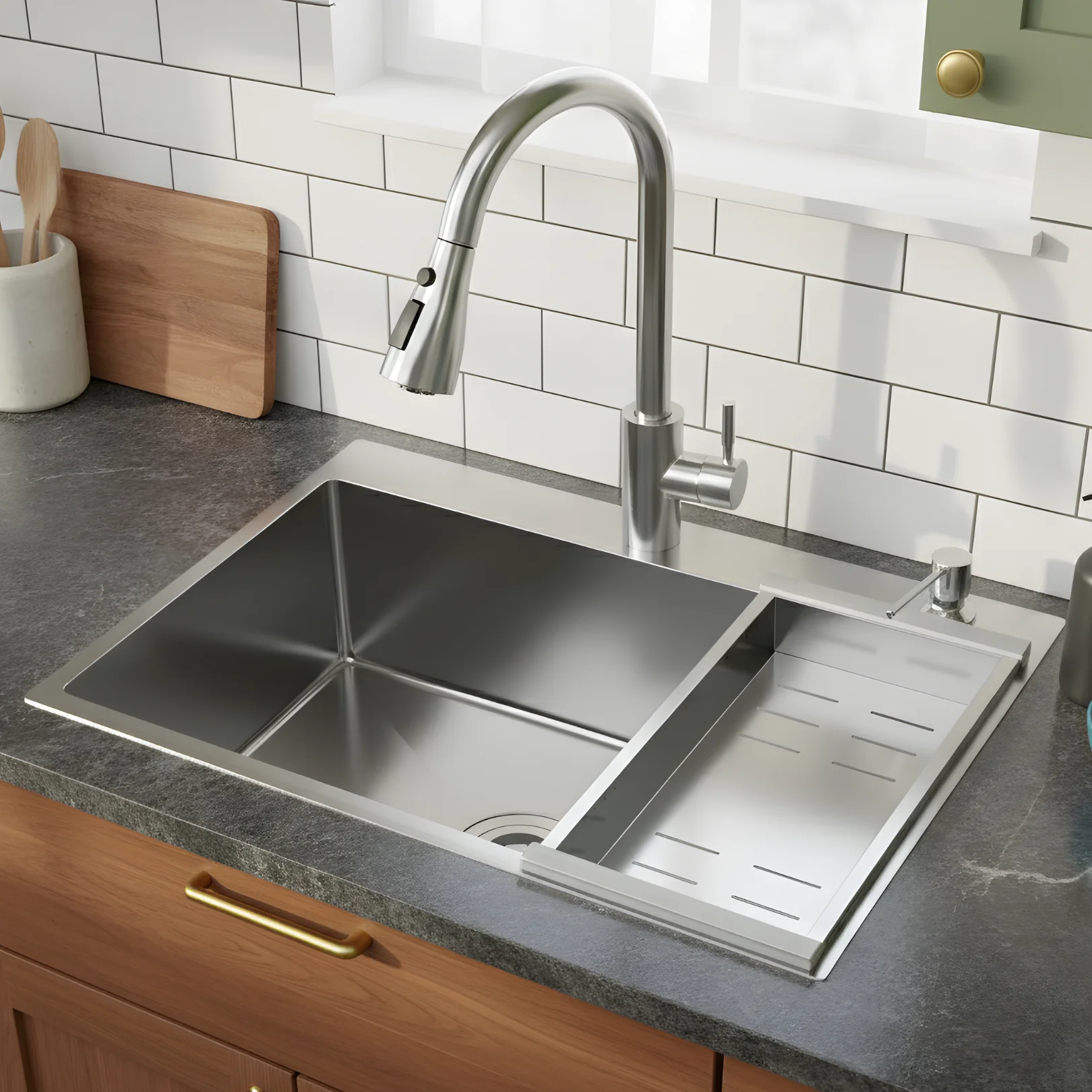 Klopeiner - 23.62" Stainless Steel Undermount Kitchen Sink with Pull-Out Faucet - Single Bowl Workstation Sink for Kitchen, Laundry & Bathroom - Image 7
