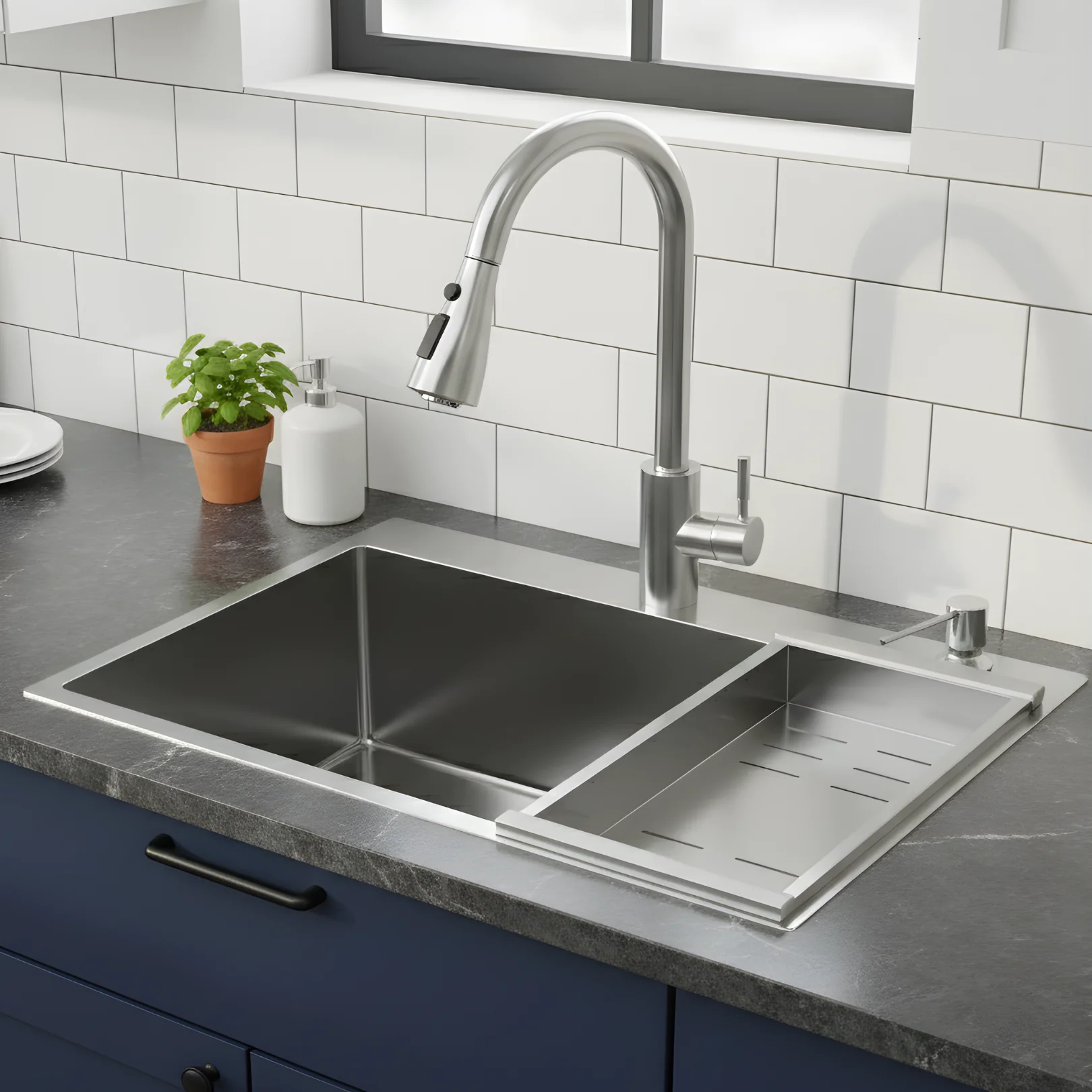 Klopeiner - 23.62" Stainless Steel Undermount Kitchen Sink with Pull-Out Faucet - Single Bowl Workstation Sink for Kitchen, Laundry & Bathroom - Image 8