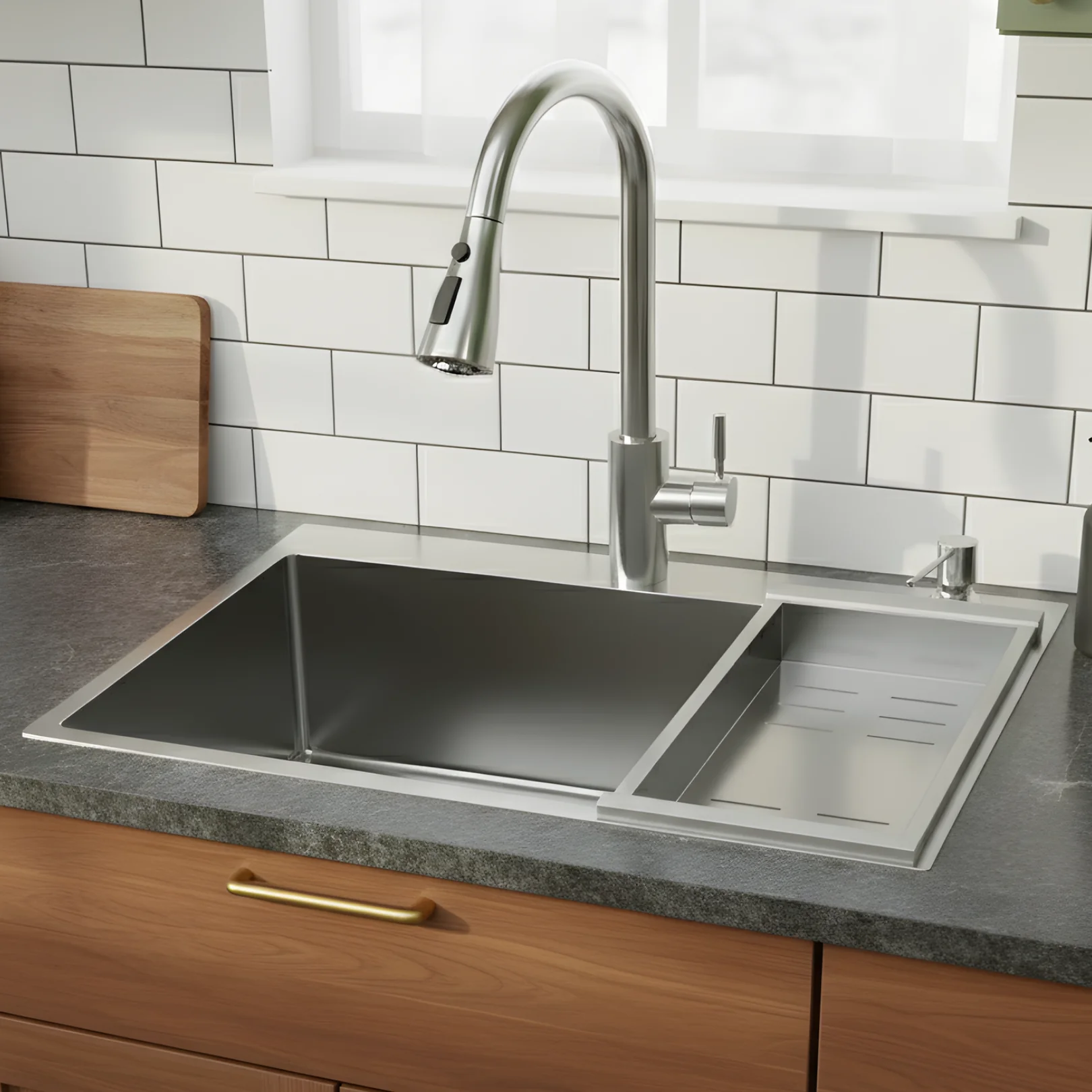 Klopeiner - 23.62" Stainless Steel Undermount Kitchen Sink with Pull-Out Faucet - Single Bowl Workstation Sink for Kitchen, Laundry & Bathroom - Image 9