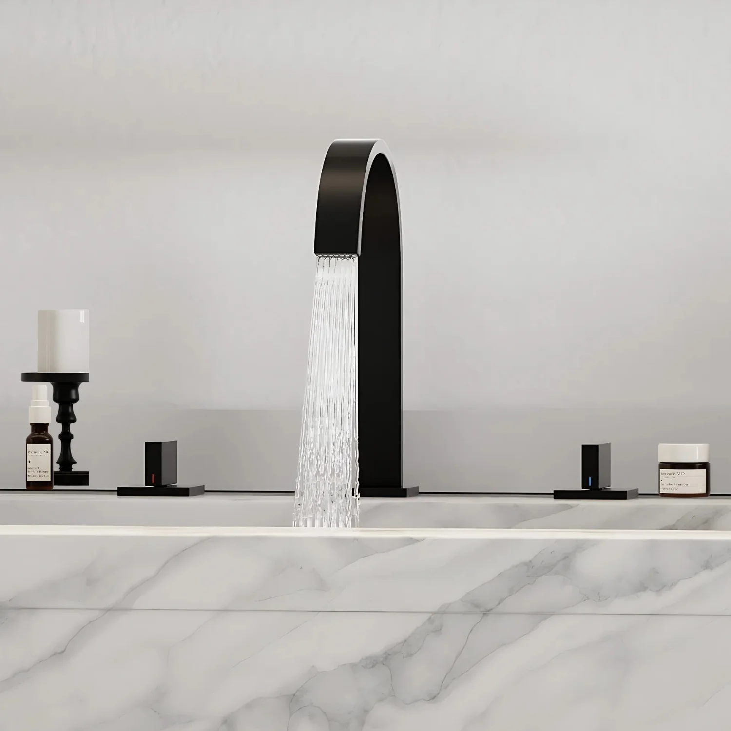 Laxa - Bathroom Faucet Square Design 3-Hole Double Handle Hot & Cold Tap - Image 3