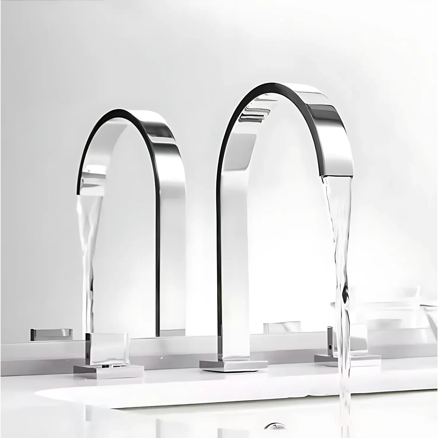 Laxa - Bathroom Faucet Square Design 3-Hole Double Handle Hot & Cold Tap - Image 5