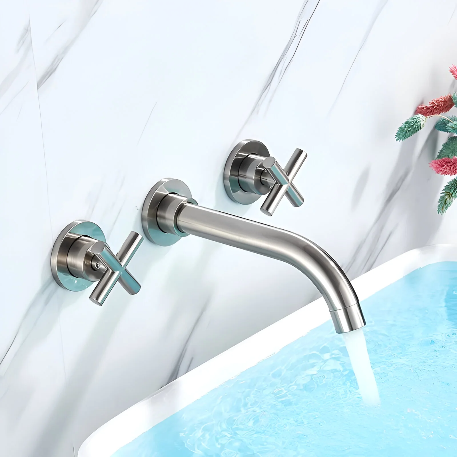 Lovasen - Wall Mounted Double Handle Hot & Cold Rotatable Faucet for Bathroom Sink - Image 13