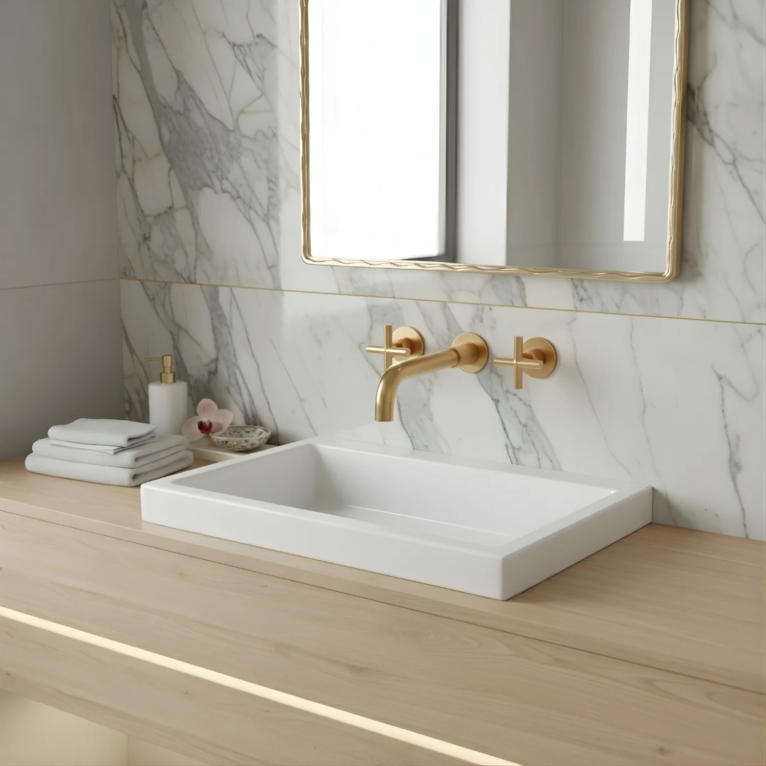 Lovasen - Wall Mounted Double Handle Hot & Cold Rotatable Faucet for Bathroom Sink - Image 14