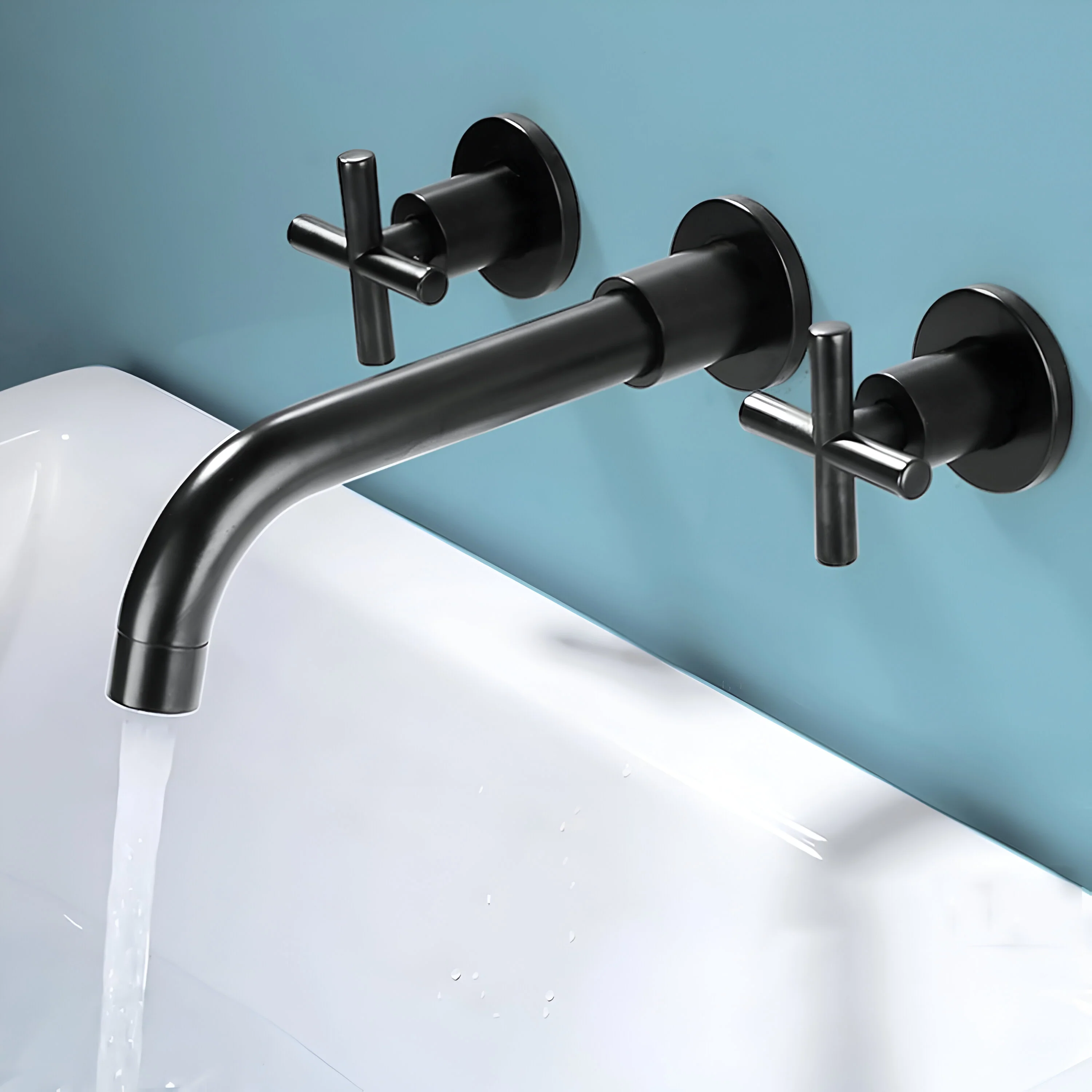 Lovasen - Wall Mounted Double Handle Hot & Cold Rotatable Faucet for Bathroom Sink - Image 19