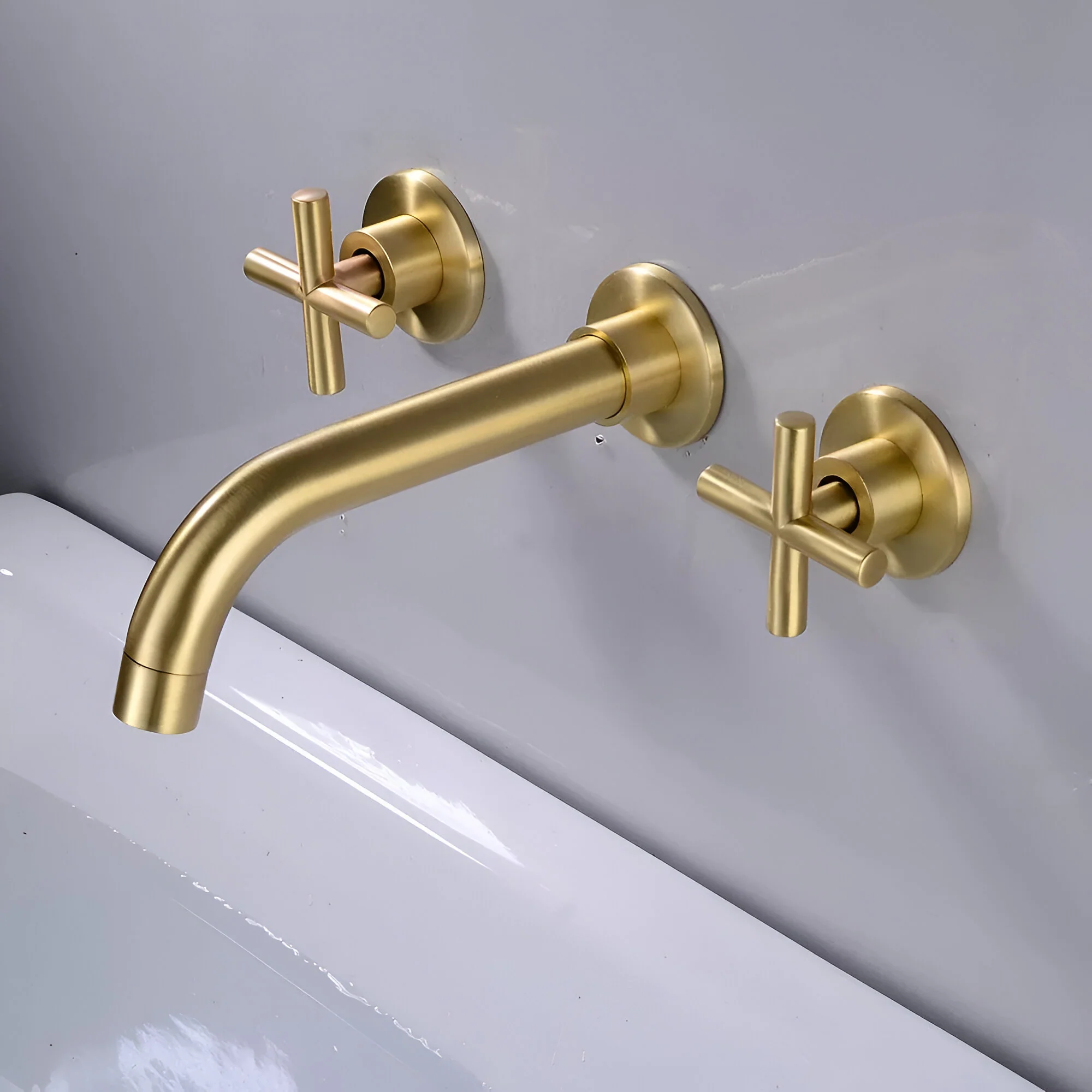 Lovasen - Wall Mounted Double Handle Hot & Cold Rotatable Faucet for Bathroom Sink - Image 4