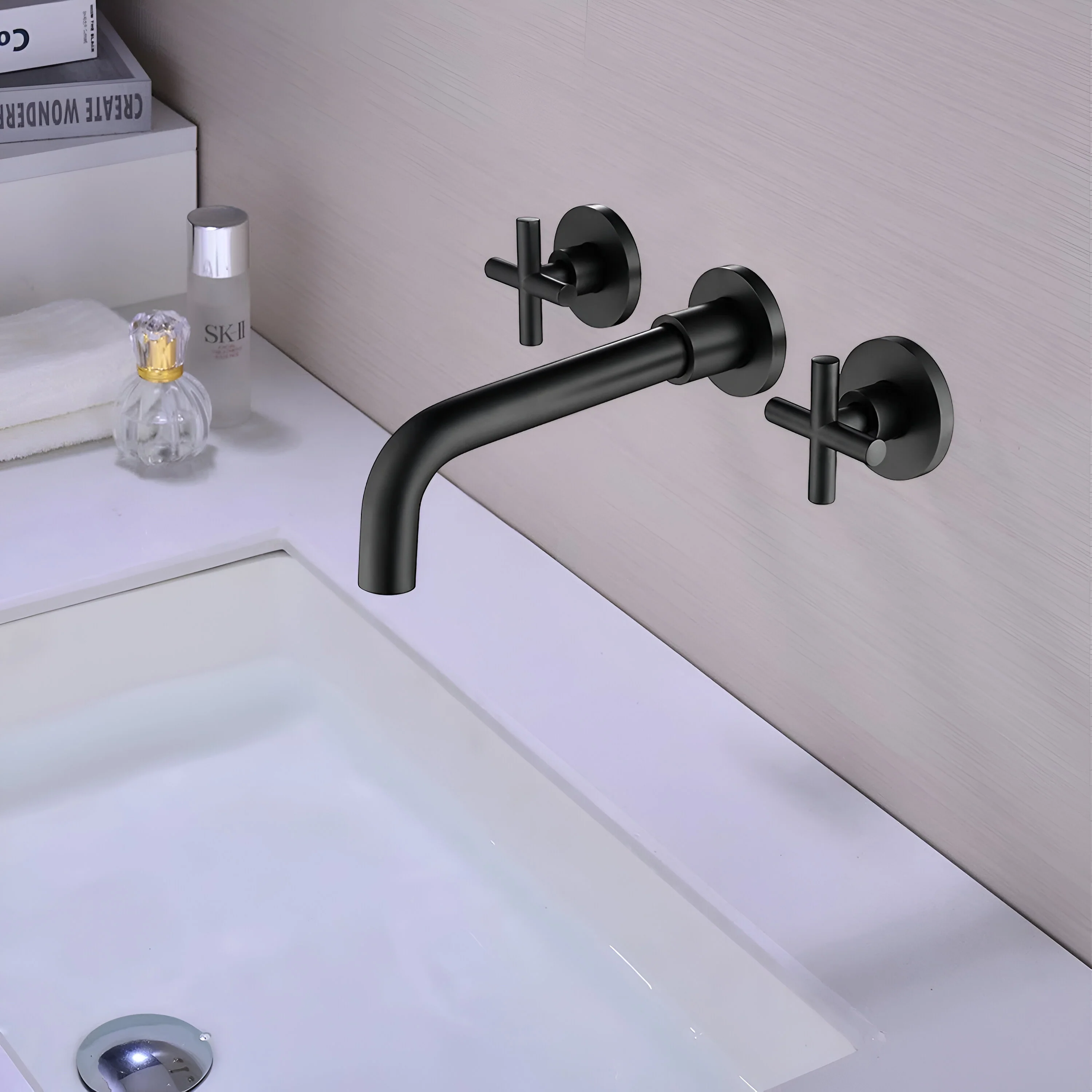Lovasen - Wall Mounted Double Handle Hot & Cold Rotatable Faucet for Bathroom Sink - Image 6