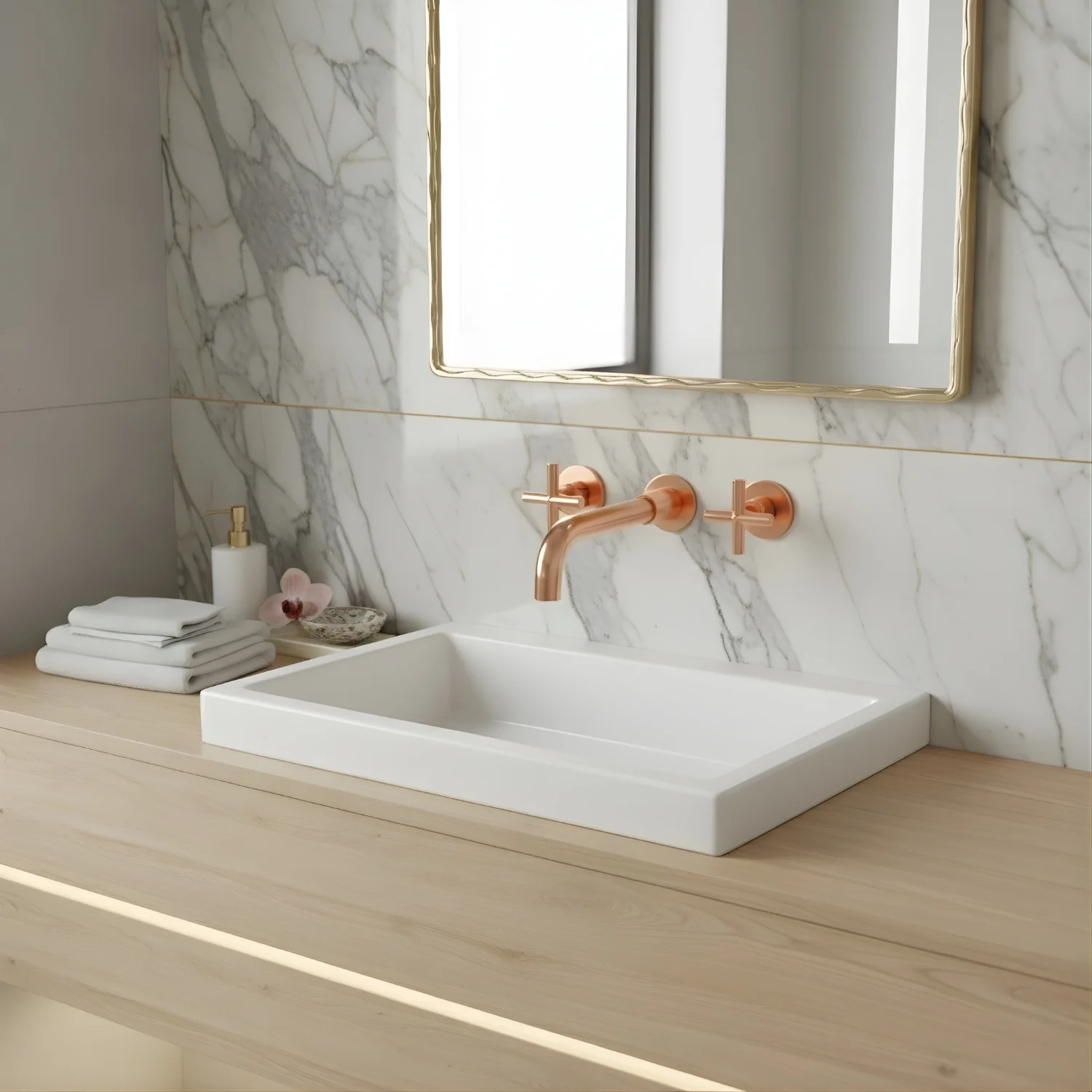 Lovasen - Wall Mounted Double Handle Hot & Cold Rotatable Faucet for Bathroom Sink - Image 7