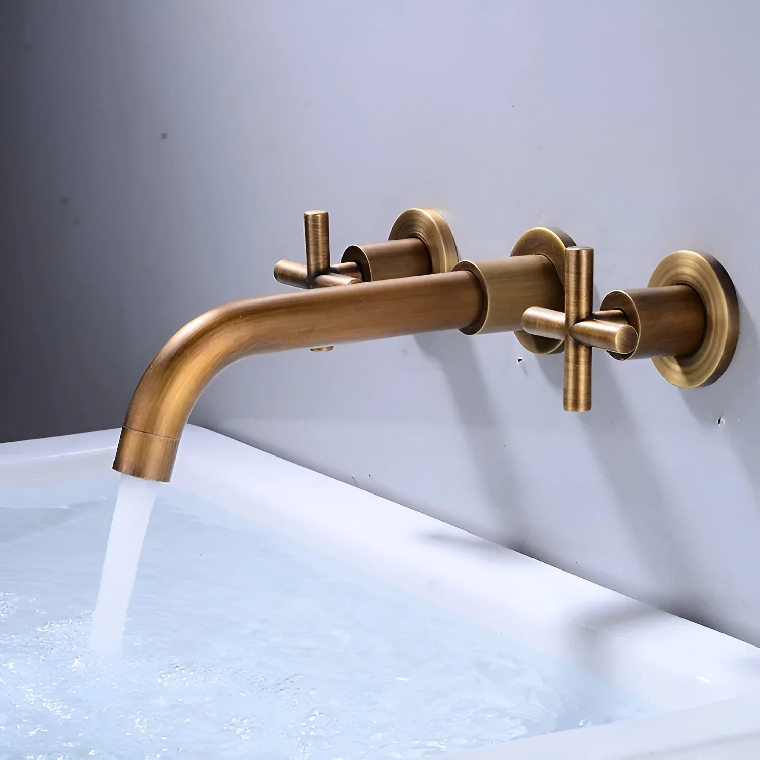 Lovasen - Wall Mounted Double Handle Hot & Cold Rotatable Faucet for Bathroom Sink - Image 9