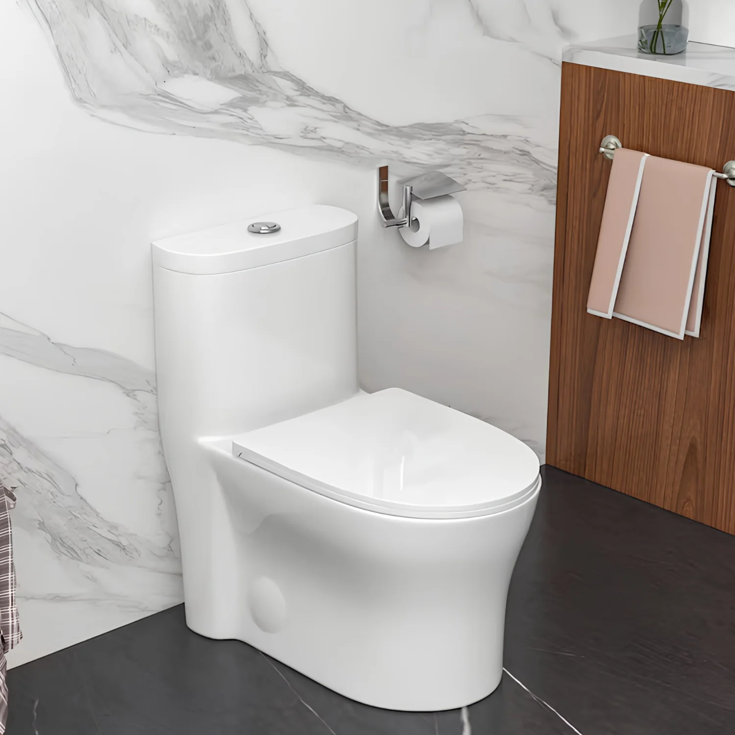 Lyngen - Soft Closing Seat Concealed Tank Elongated Bowl Floor Mounted Installation Ceramic One-Piece Dual Flush Toilet - Image 6