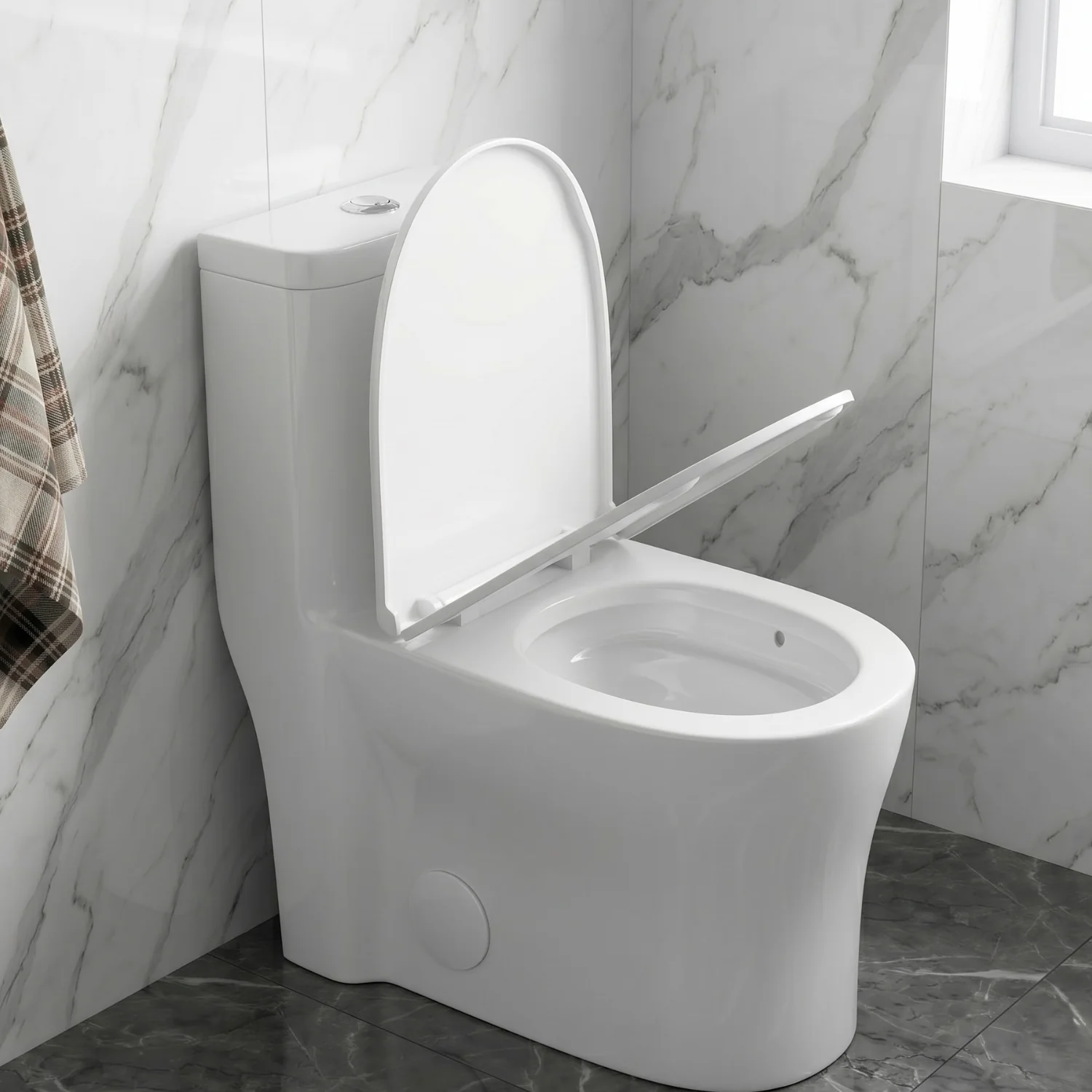 Lyngen - Soft Closing Seat Concealed Tank Elongated Bowl Floor Mounted Installation Ceramic One-Piece Dual Flush Toilet - Image 9