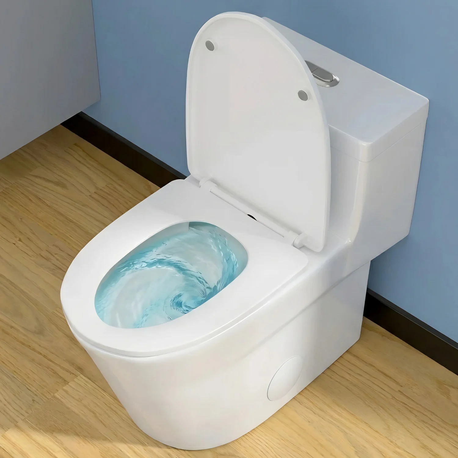 Are - One-Piece 1.1/1.6 GPF Dual Flush Round Toilet in White Soft Close Seat Included - Image 10