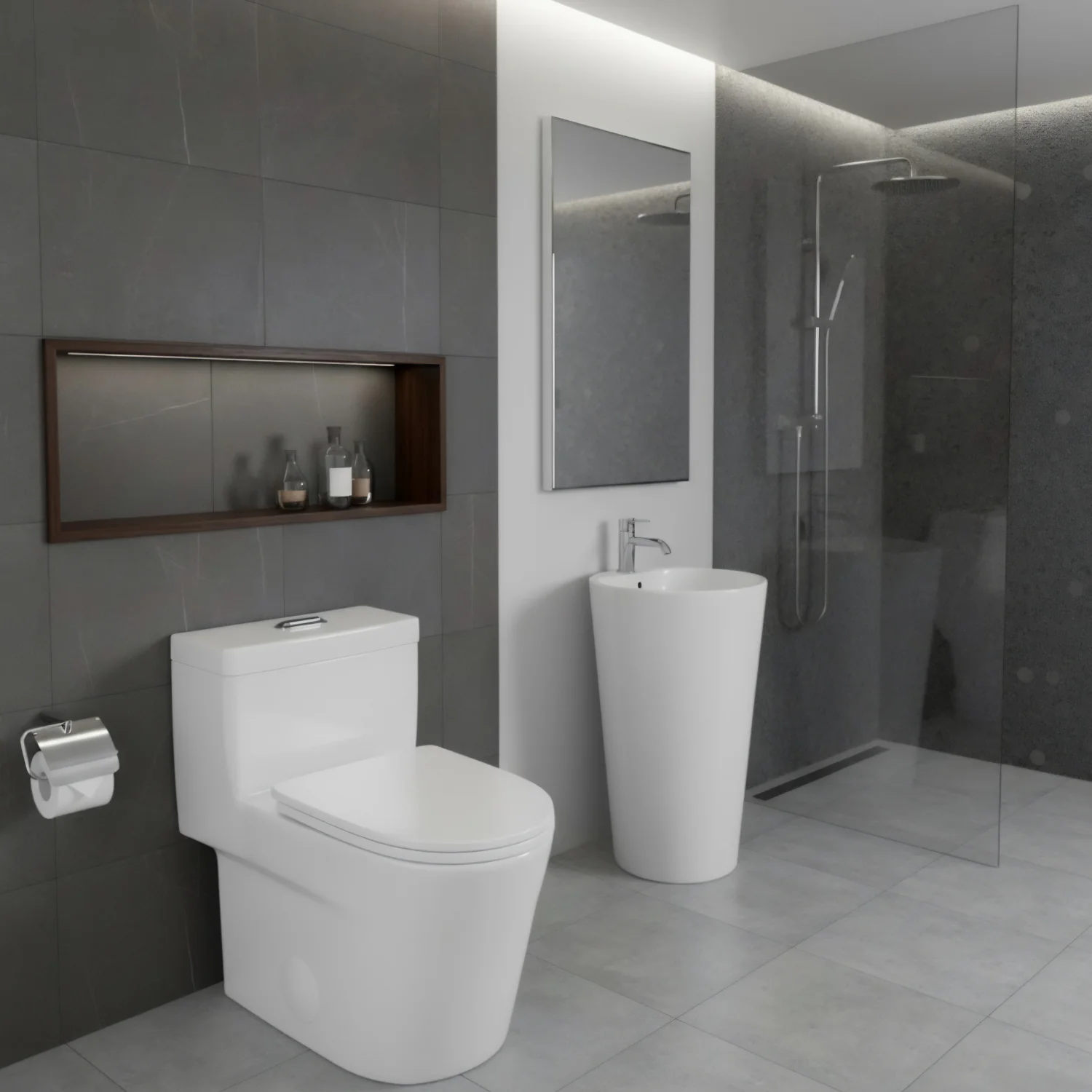 Are - One-Piece 1.1/1.6 GPF Dual Flush Round Toilet in White Soft Close Seat Included - Image 11