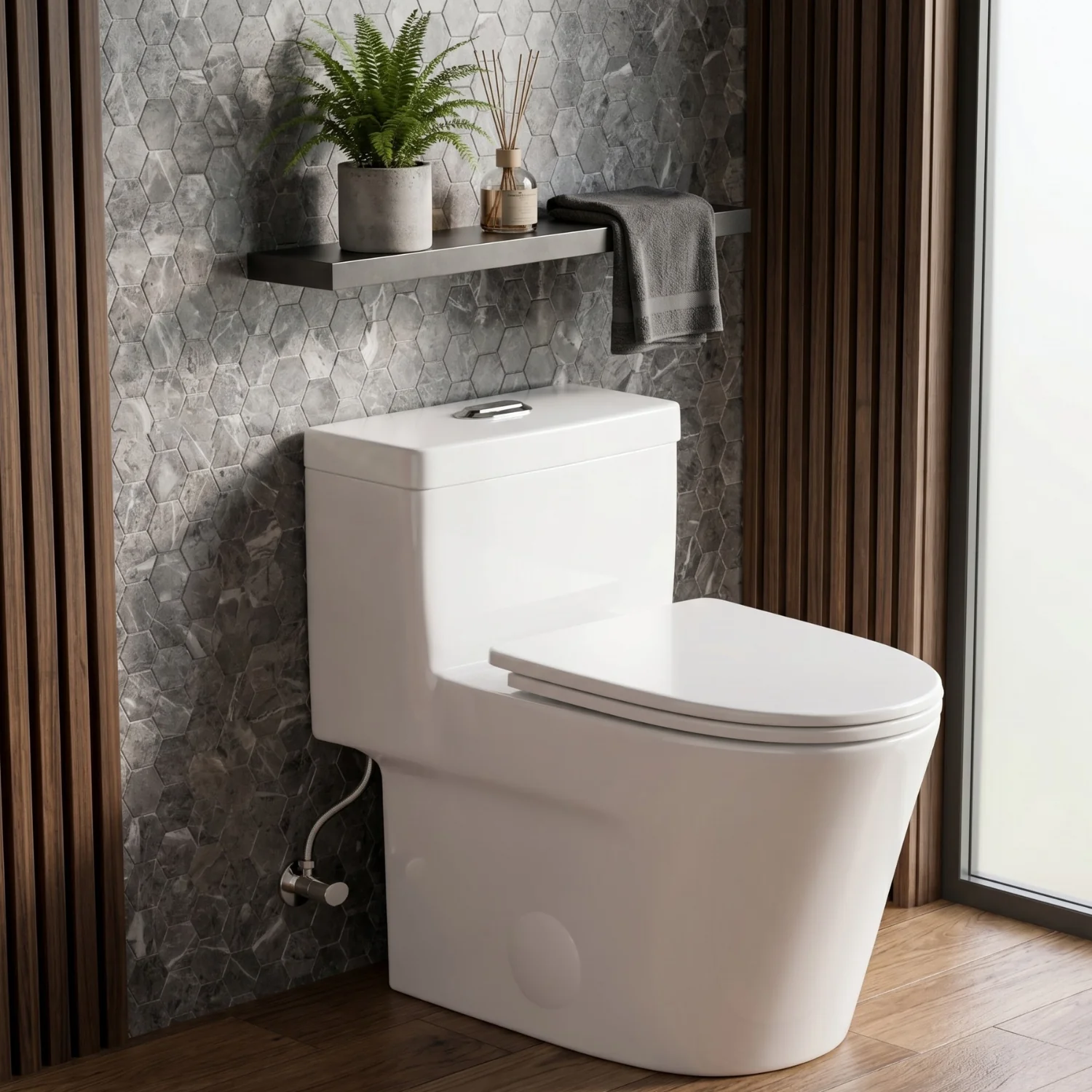 Are - One-Piece 1.1/1.6 GPF Dual Flush Round Toilet in White Soft Close Seat Included - Image 12