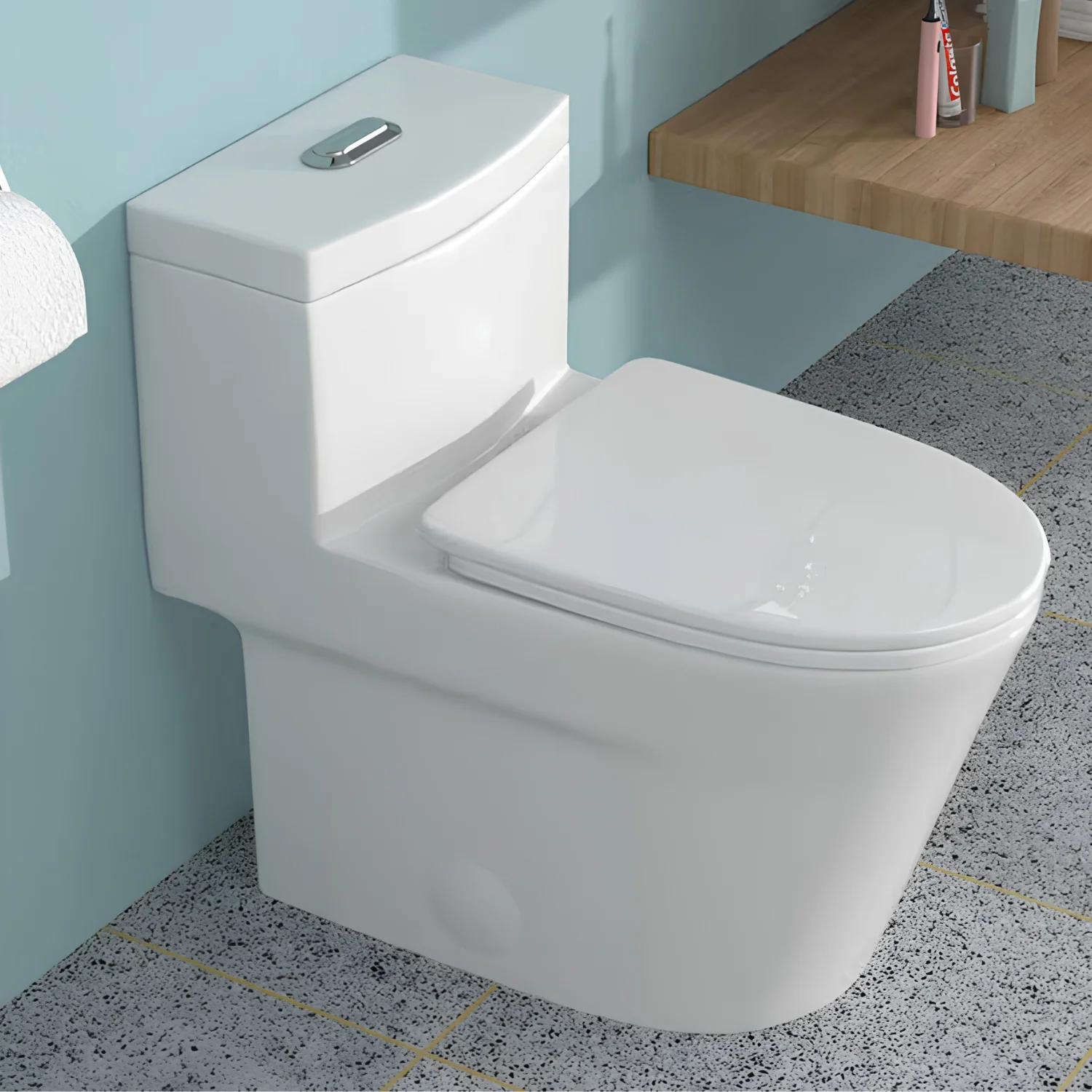 Are - One-Piece 1.1/1.6 GPF Dual Flush Round Toilet in White Soft Close Seat Included - Image 14