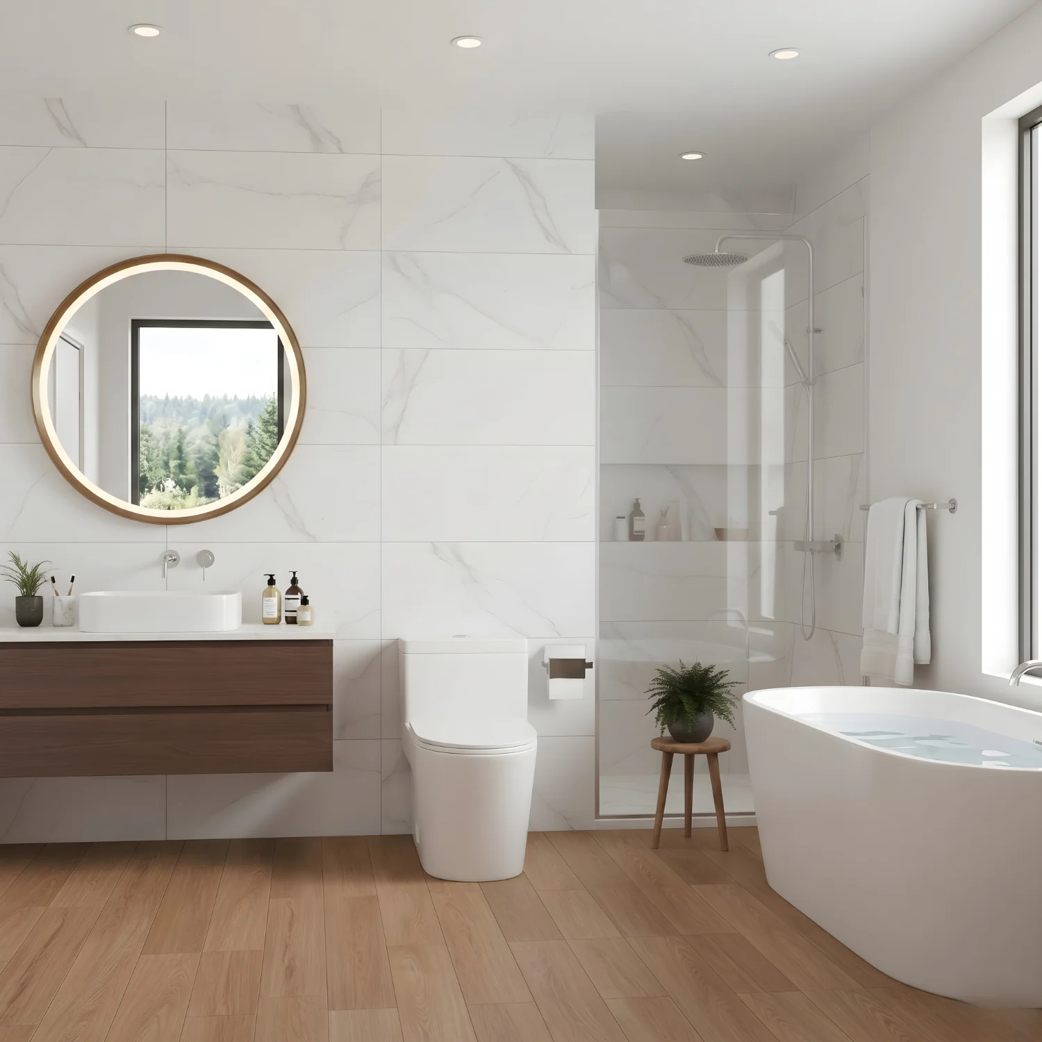 Are - One-Piece 1.1/1.6 GPF Dual Flush Round Toilet in White Soft Close Seat Included - Image 7