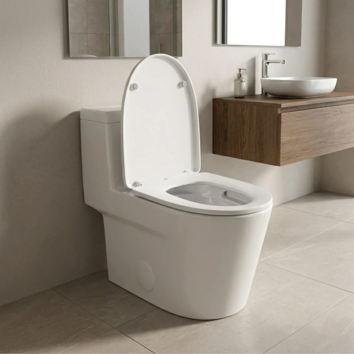 Are - One-Piece 1.1/1.6 GPF Dual Flush Round Toilet in White Soft Close Seat Included - Image 8