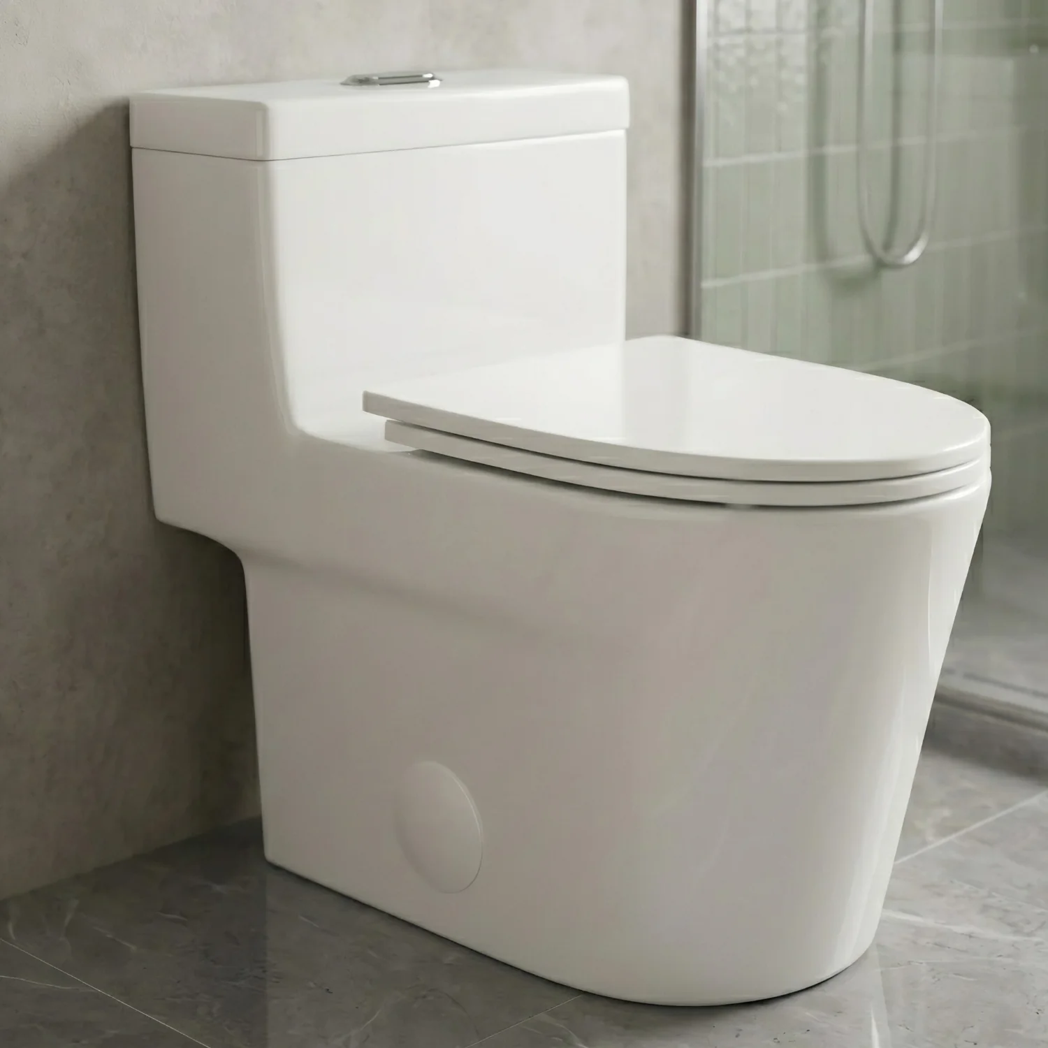 Are - One-Piece 1.1/1.6 GPF Dual Flush Round Toilet in White Soft Close Seat Included - Image 9