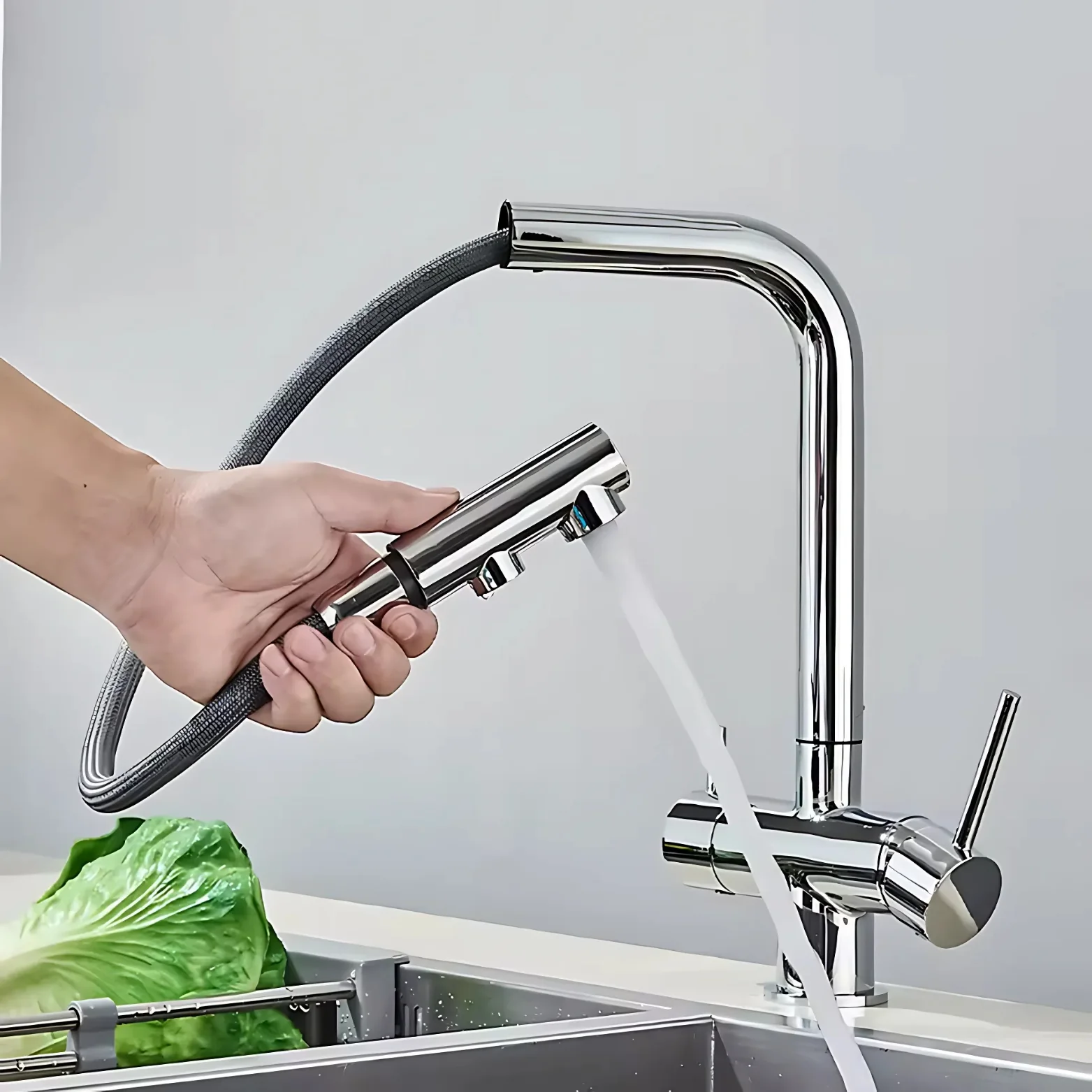 Middelburg Pro - Three-Way Pull-Out Kitchen Faucet with Filter Tap Reverse Osmosis Compatible - Image 4