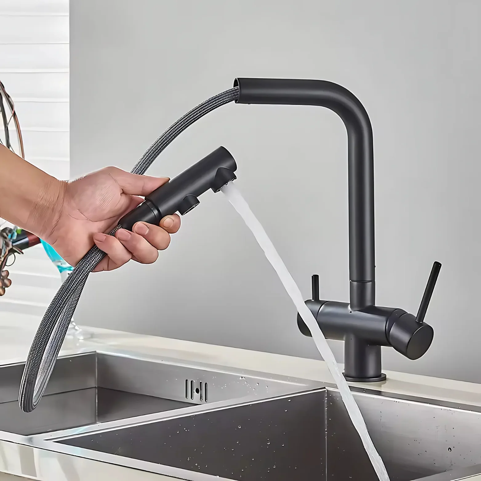 Middelburg Pro - Three-Way Pull-Out Kitchen Faucet with Filter Tap Reverse Osmosis Compatible - Image 5