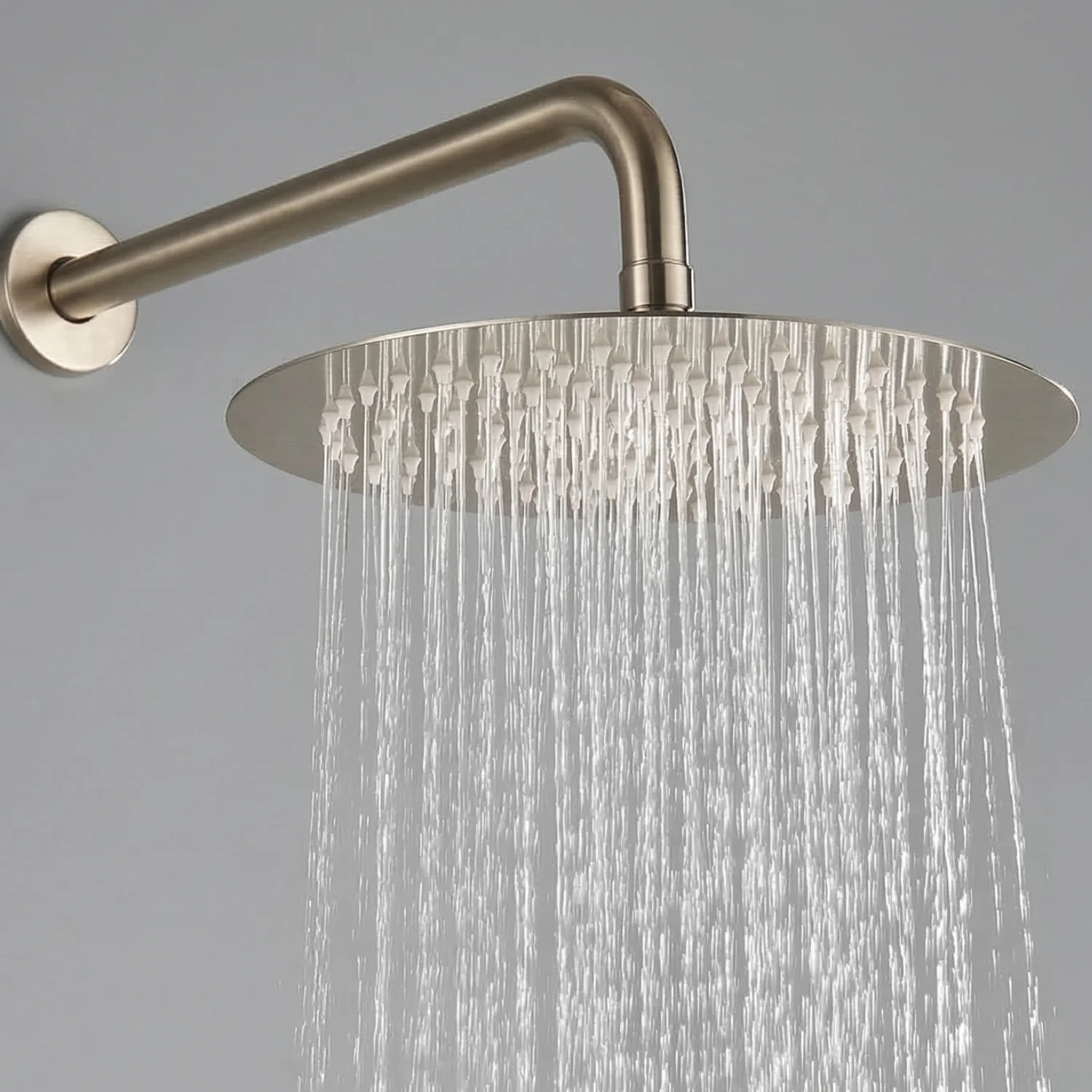 Odense -Brushed Gold Shower Faucet Wall Mounted Big Rainfall Head Hand Sprayer Set - Image 5