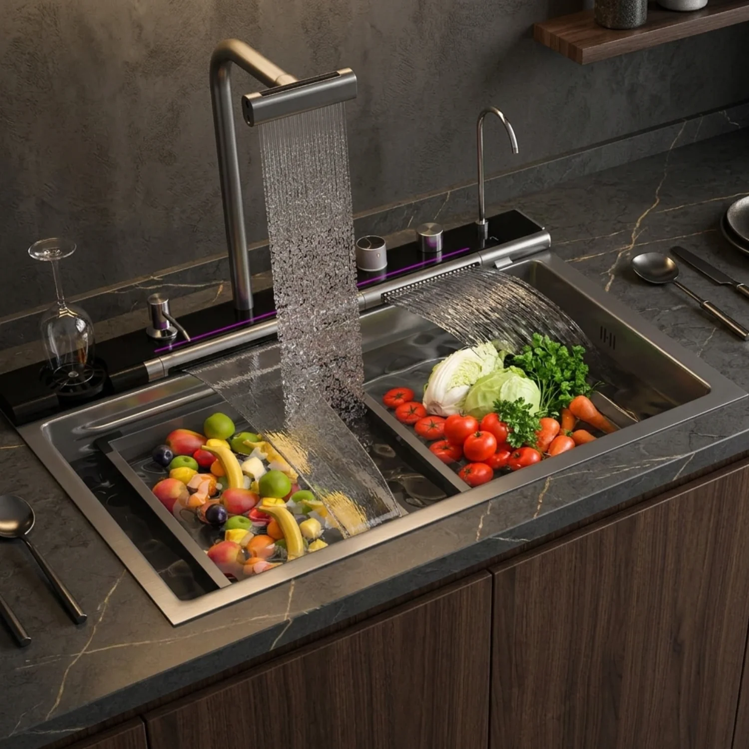 Radviken - Smart Triple Waterfall Kitchen Sink with Digital Display - Image 10