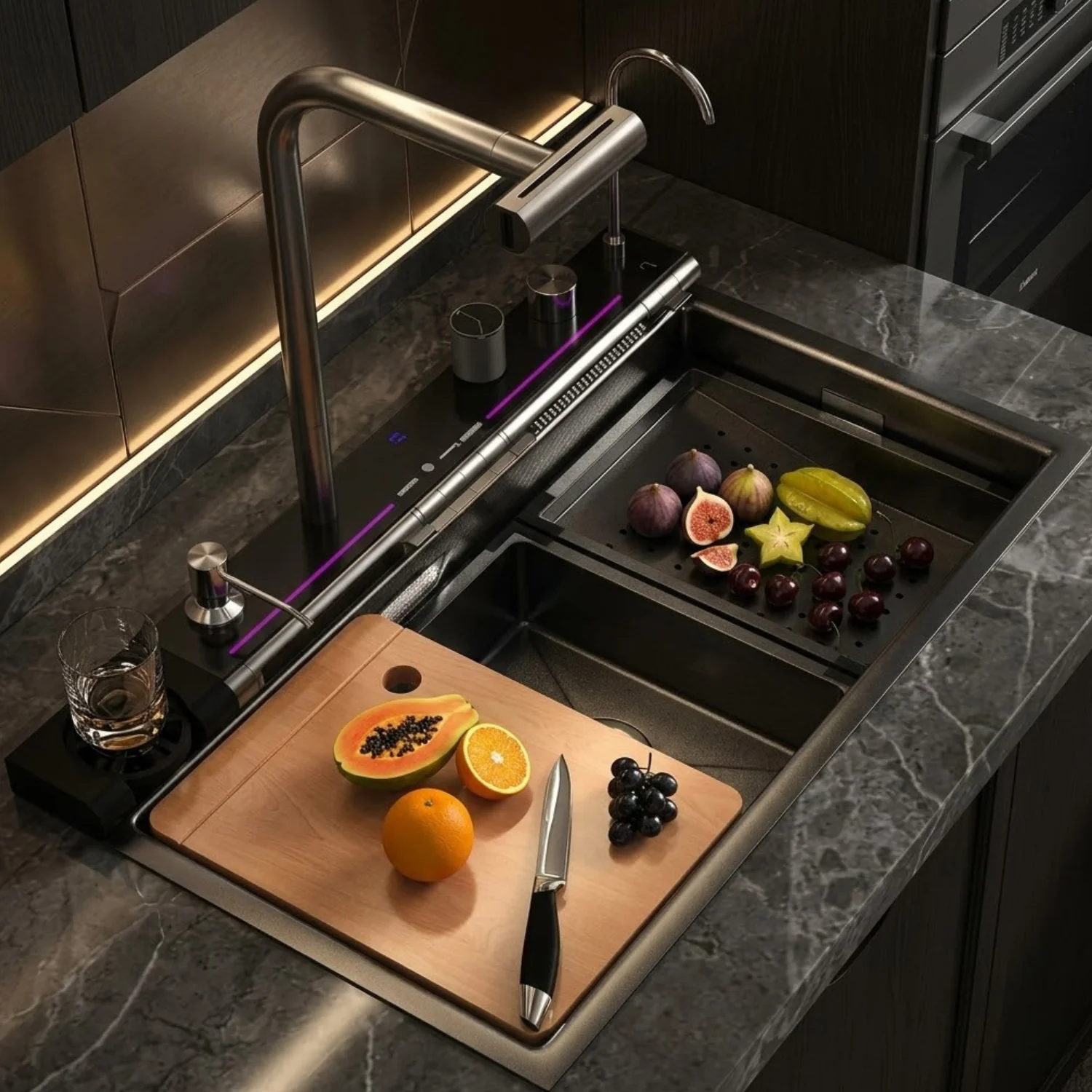 Radviken - Smart Triple Waterfall Kitchen Sink with Digital Display - Image 4