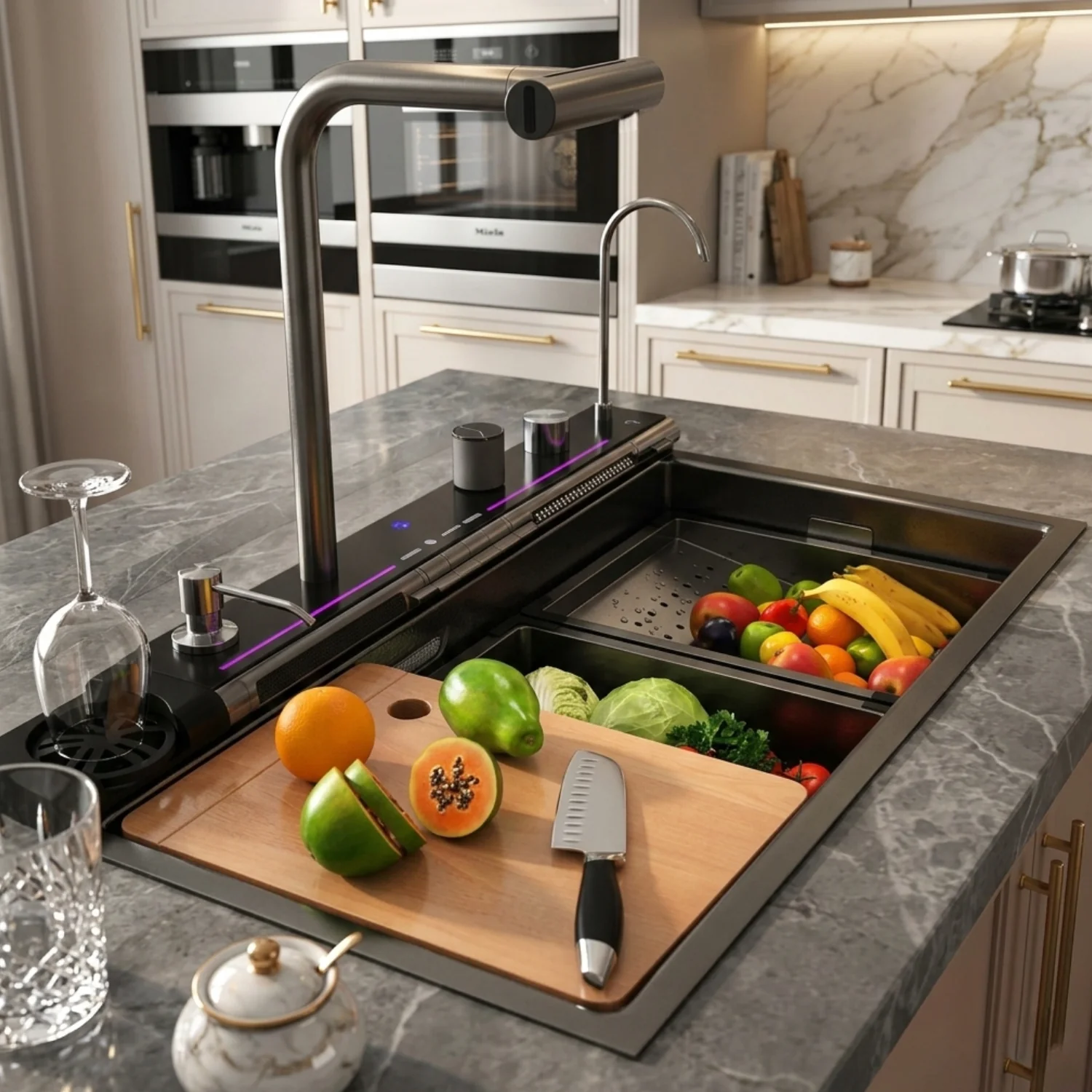 Radviken - Smart Triple Waterfall Kitchen Sink with Digital Display - Image 6