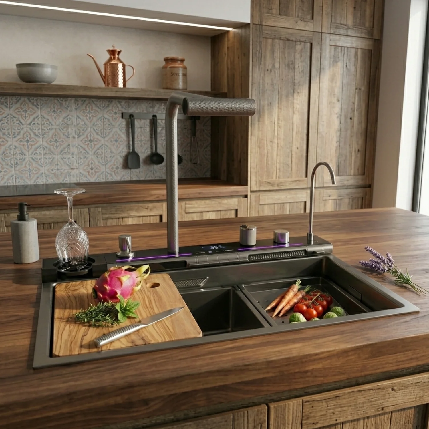 Radviken - Smart Triple Waterfall Kitchen Sink with Digital Display - Image 7