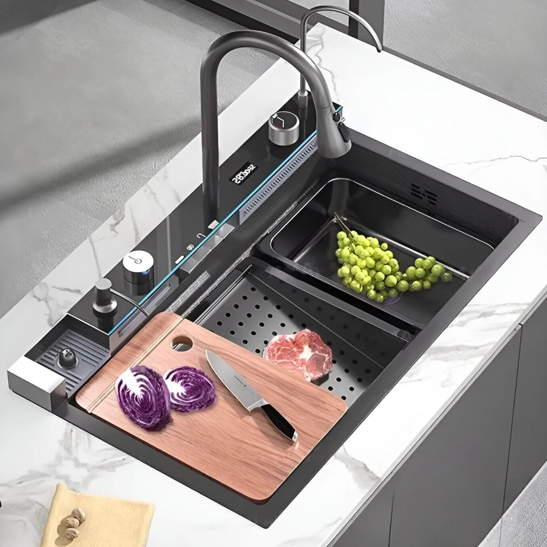 Ristafallet Pro - Smart Workstation Kitchen Sink Waterfall Stainless Steel Dish Basin - Image 11