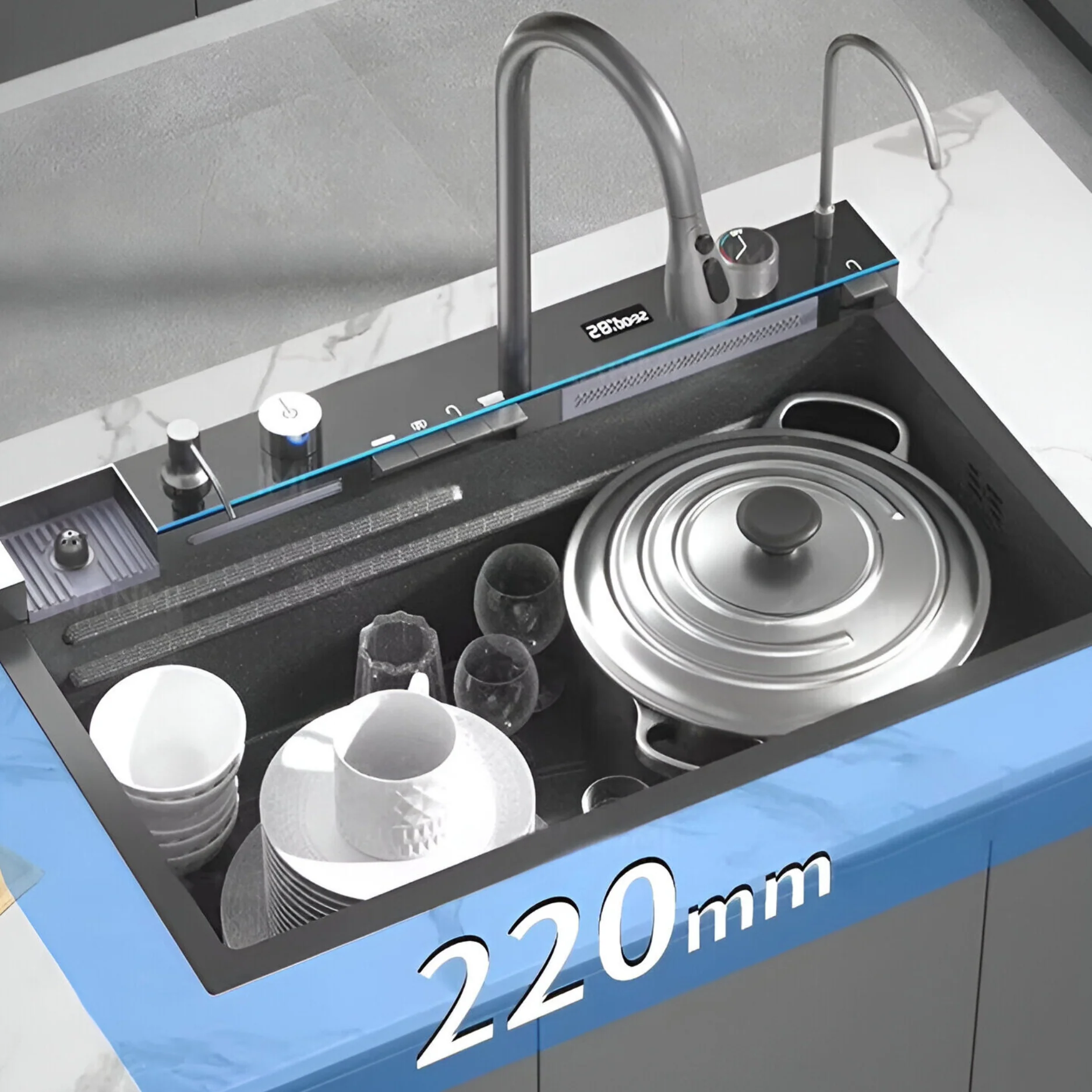 Ristafallet Pro - Smart Workstation Kitchen Sink Waterfall Stainless Steel Dish Basin - Image 6