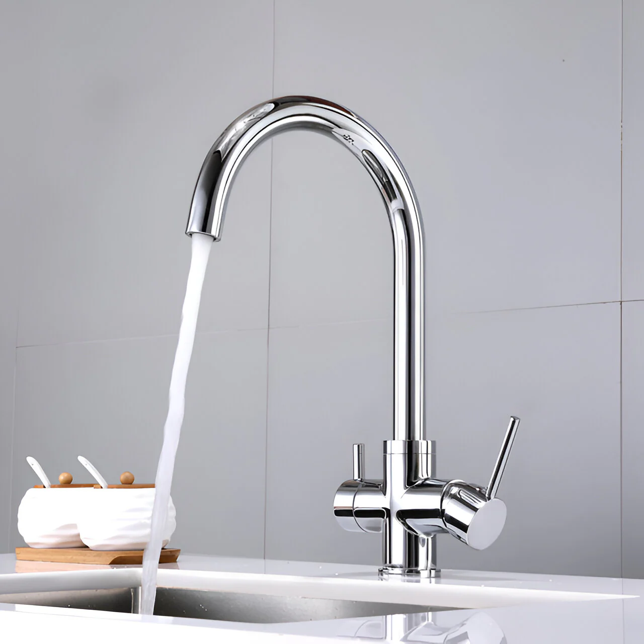 Sarpsborg - Three-Way Kitchen Faucet with Filter Tap Reverse Osmosis Compatible - Image 11