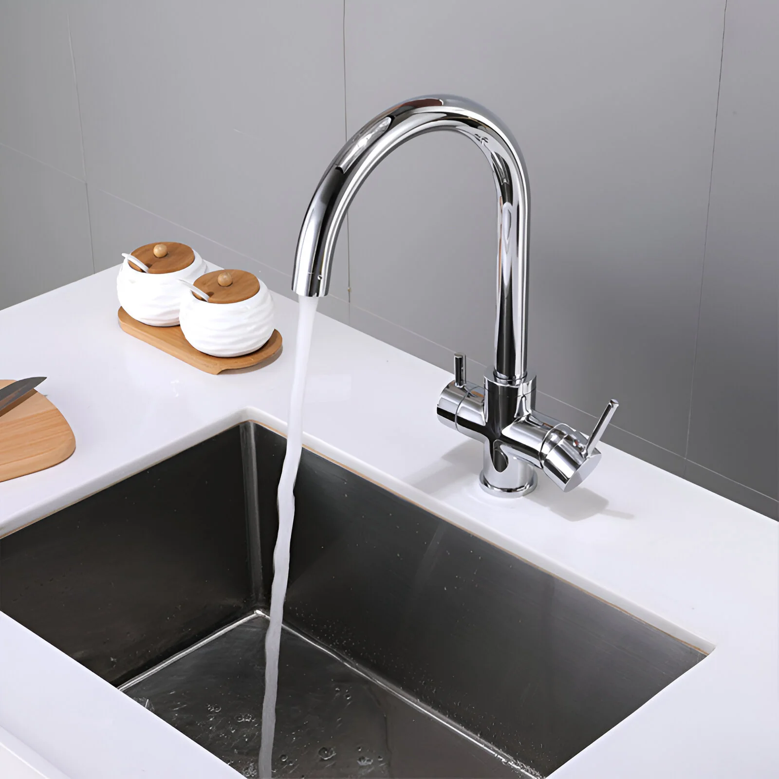 Sarpsborg - Three-Way Kitchen Faucet with Filter Tap Reverse Osmosis Compatible - Image 12