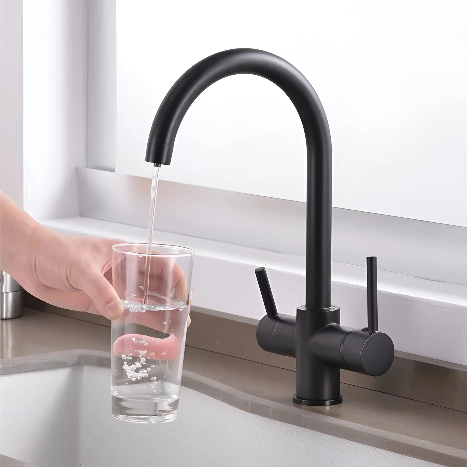 Sarpsborg - Three-Way Kitchen Faucet with Filter Tap Reverse Osmosis Compatible - Image 15