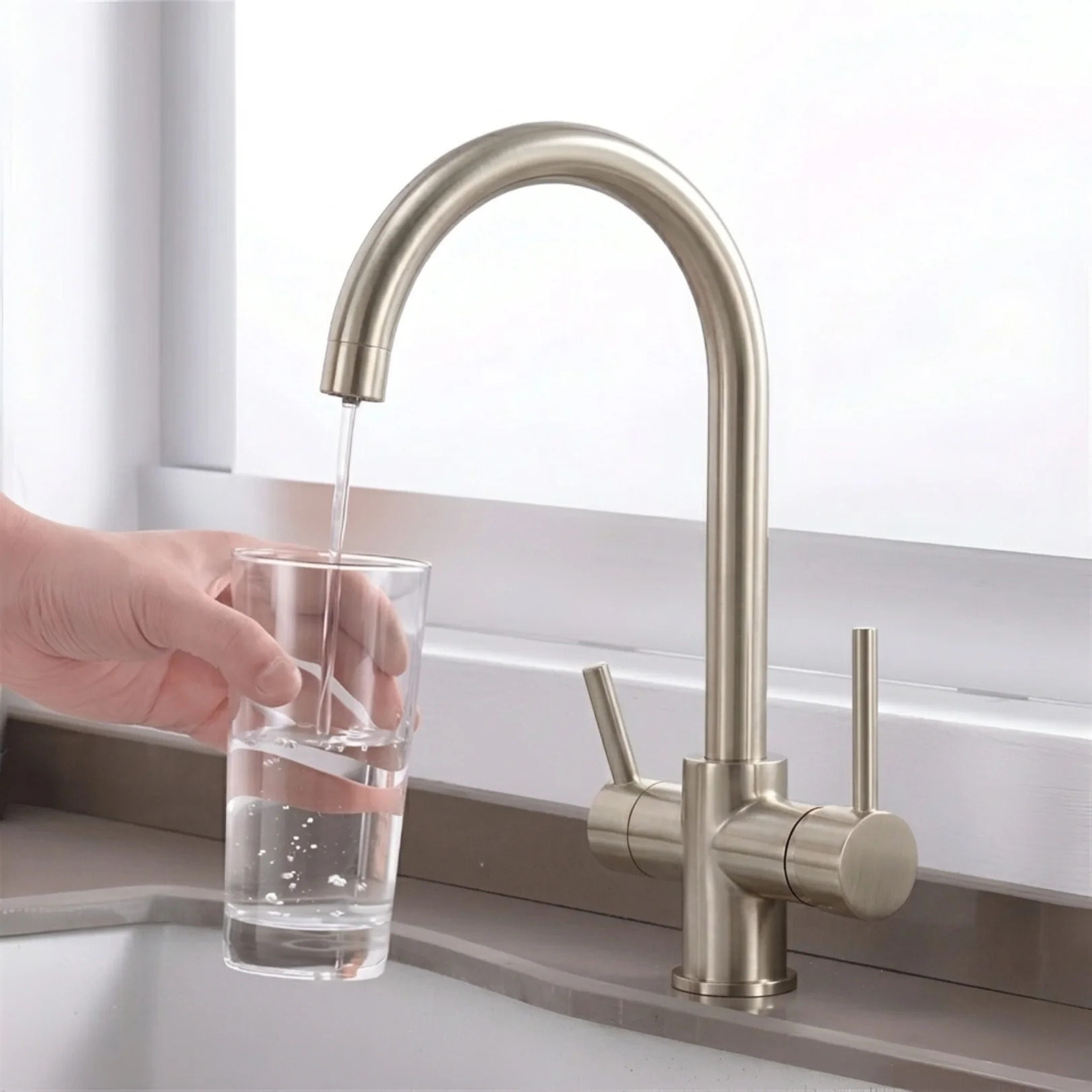 Sarpsborg - Three-Way Kitchen Faucet with Filter Tap Reverse Osmosis Compatible - Image 21