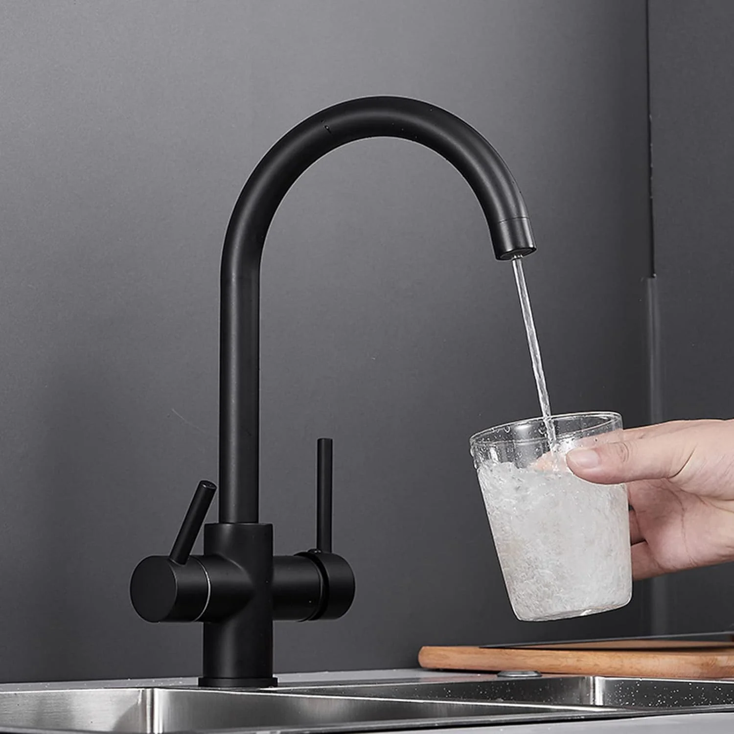 Sarpsborg - Three-Way Kitchen Faucet with Filter Tap Reverse Osmosis Compatible - Image 4