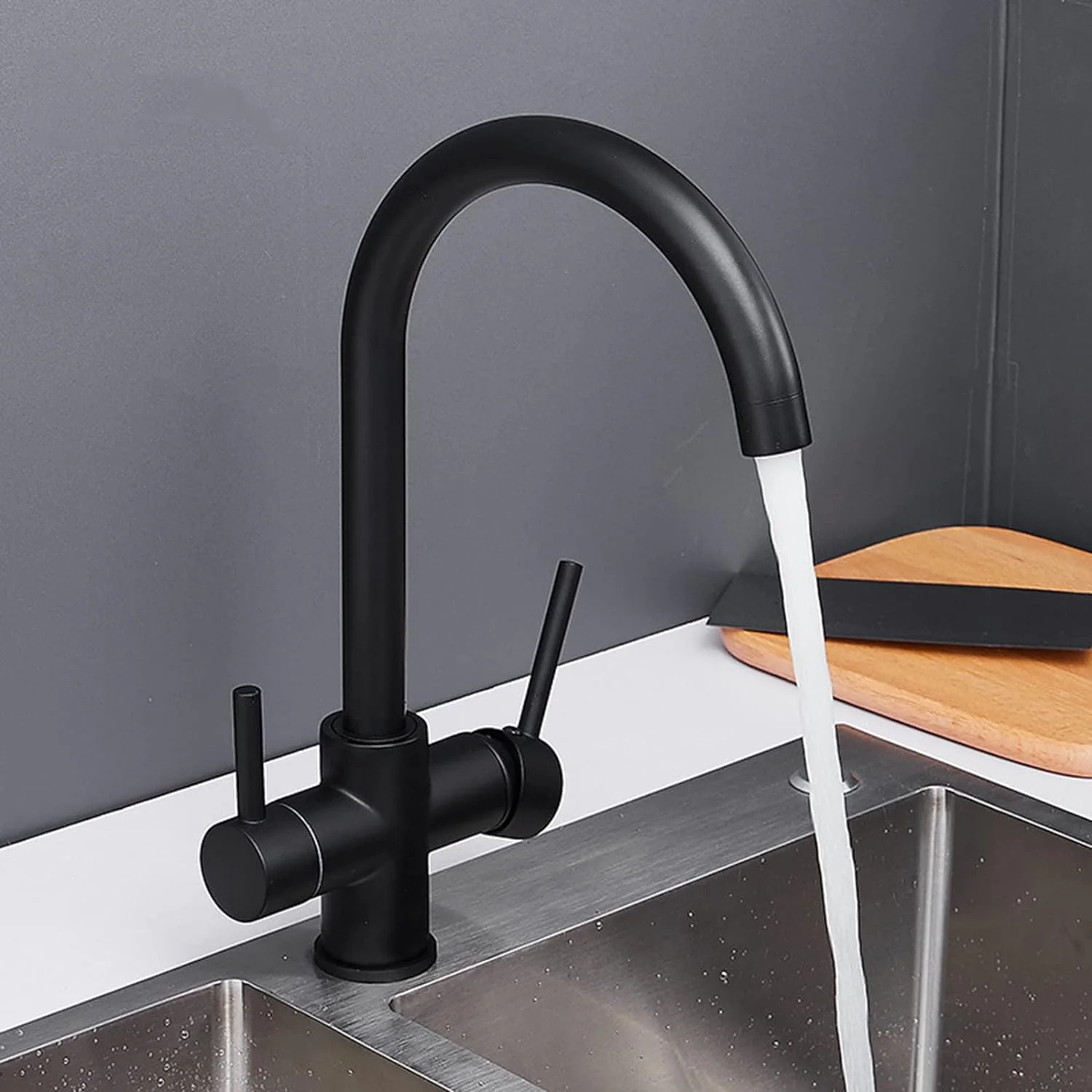 Sarpsborg - Three-Way Kitchen Faucet with Filter Tap Reverse Osmosis Compatible - Image 6