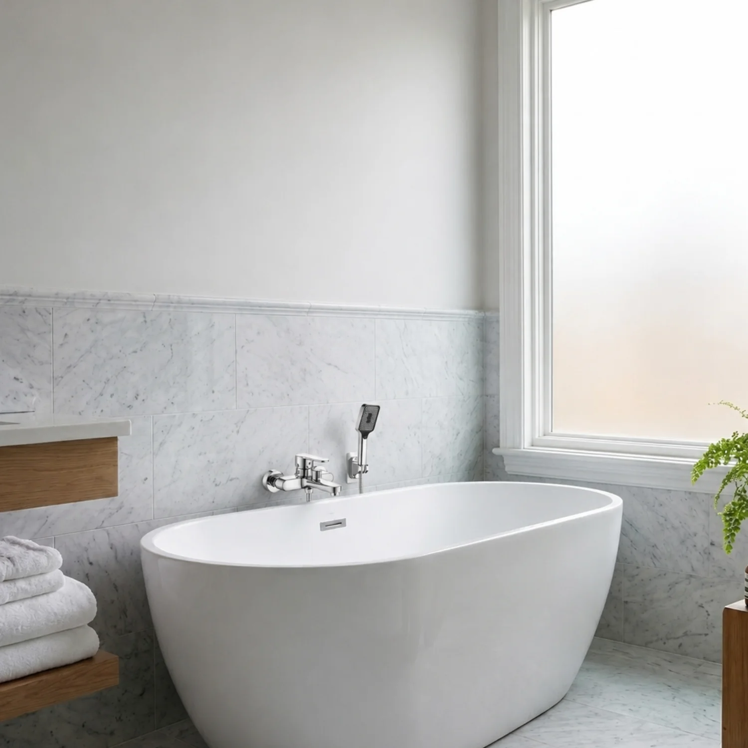 Siljan - 3-Way Shower Faucet Set with Diverter, Handheld Spray & Wall Mounted Mixer Valve - Image 11