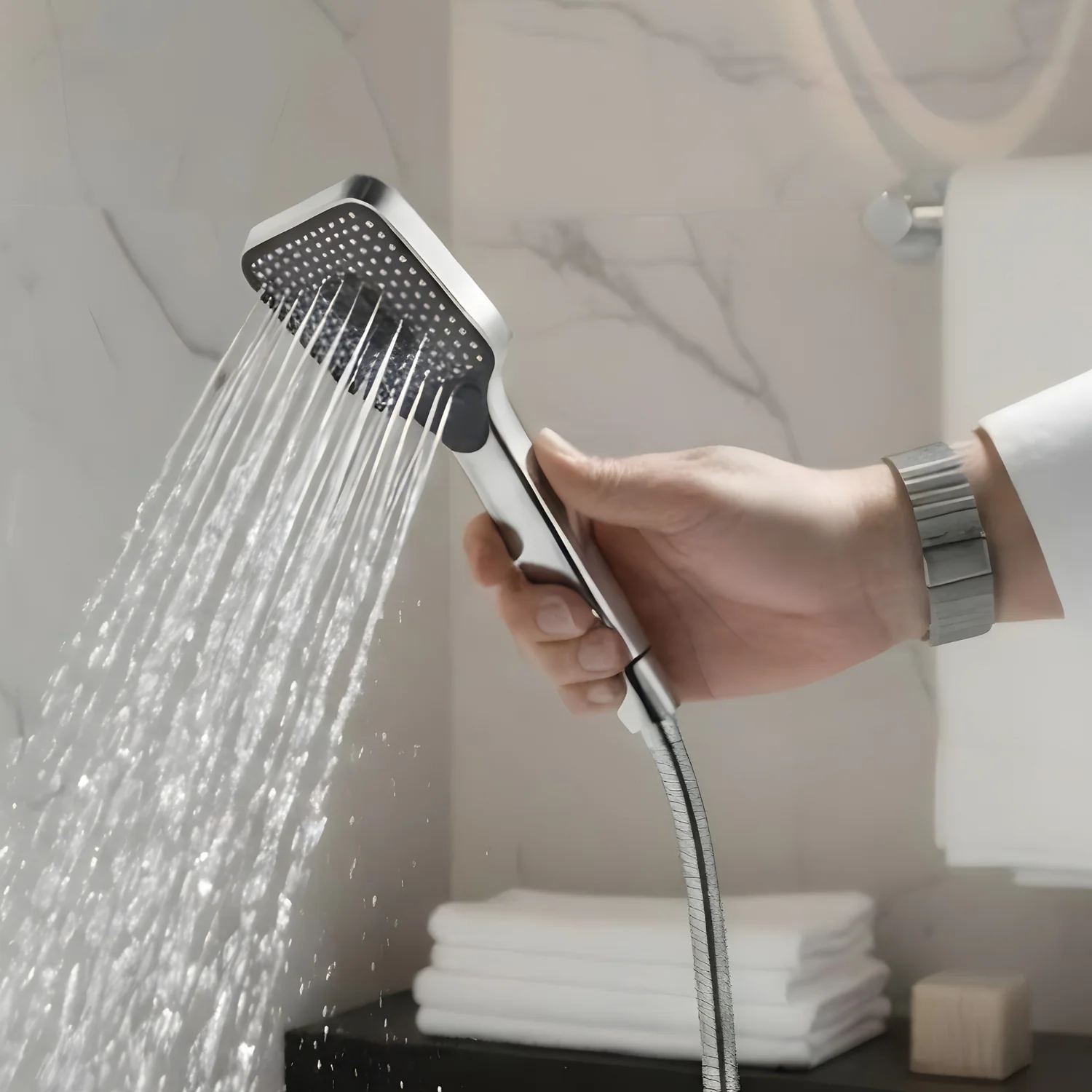Siljan - 3-Way Shower Faucet Set with Diverter, Handheld Spray & Wall Mounted Mixer Valve - Image 13