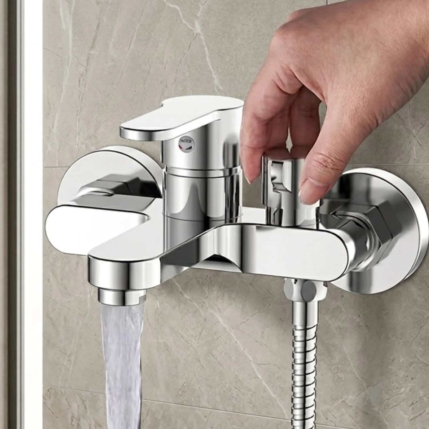 Siljan - 3-Way Shower Faucet Set with Diverter, Handheld Spray & Wall Mounted Mixer Valve - Image 17