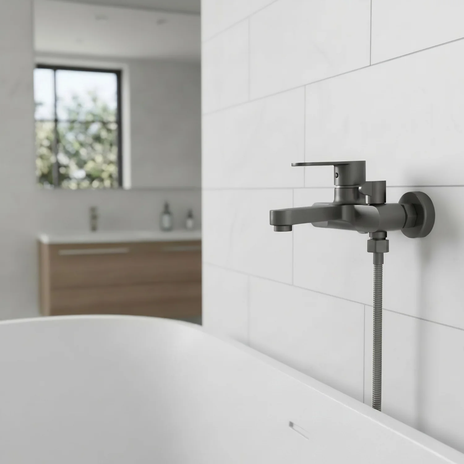 Siljan - 3-Way Shower Faucet Set with Diverter, Handheld Spray & Wall Mounted Mixer Valve - Image 2
