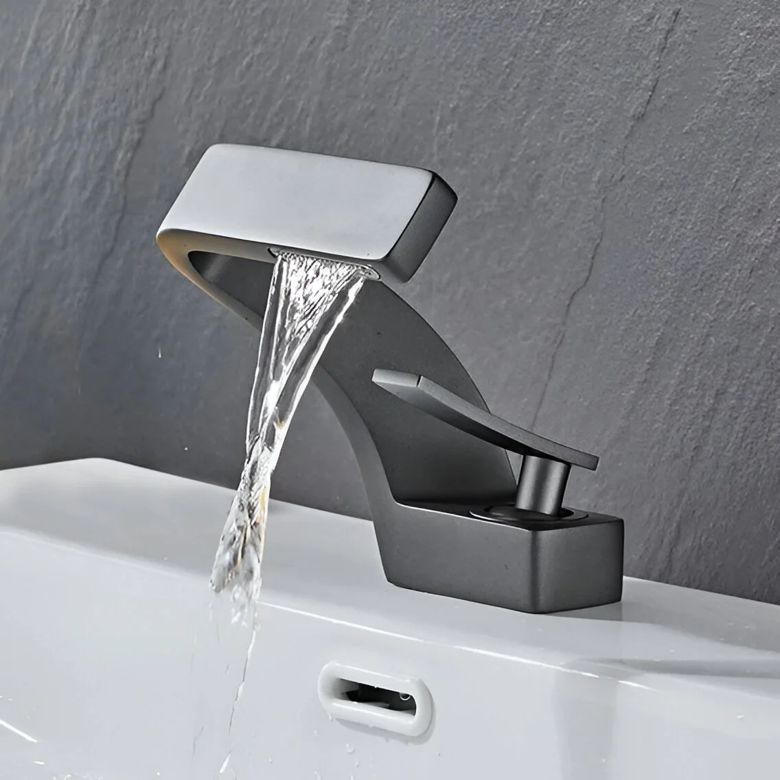 Solna - Waterfall Single Lever Brass Bathroom Sink Faucet - Image 10