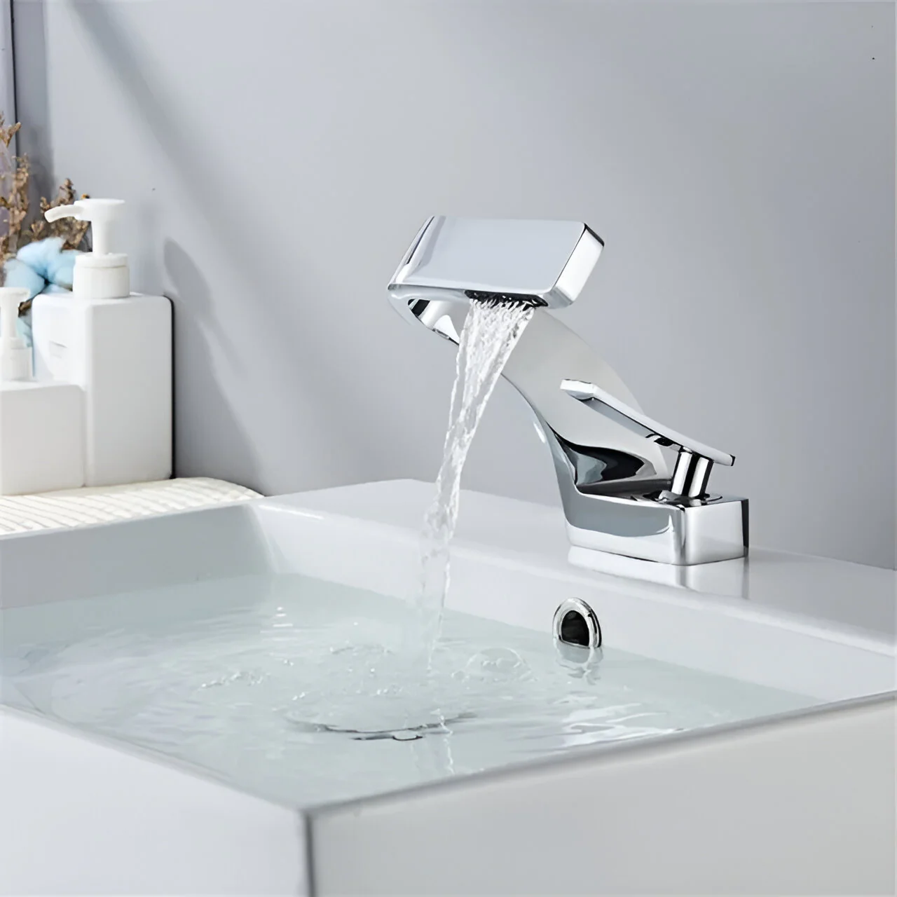 Solna - Waterfall Single Lever Brass Bathroom Sink Faucet - Image 14