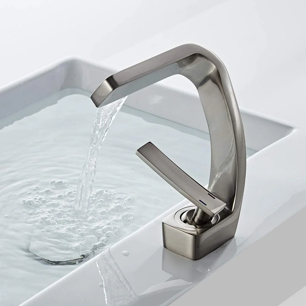 Solna - Waterfall Single Lever Brass Bathroom Sink Faucet - Image 6