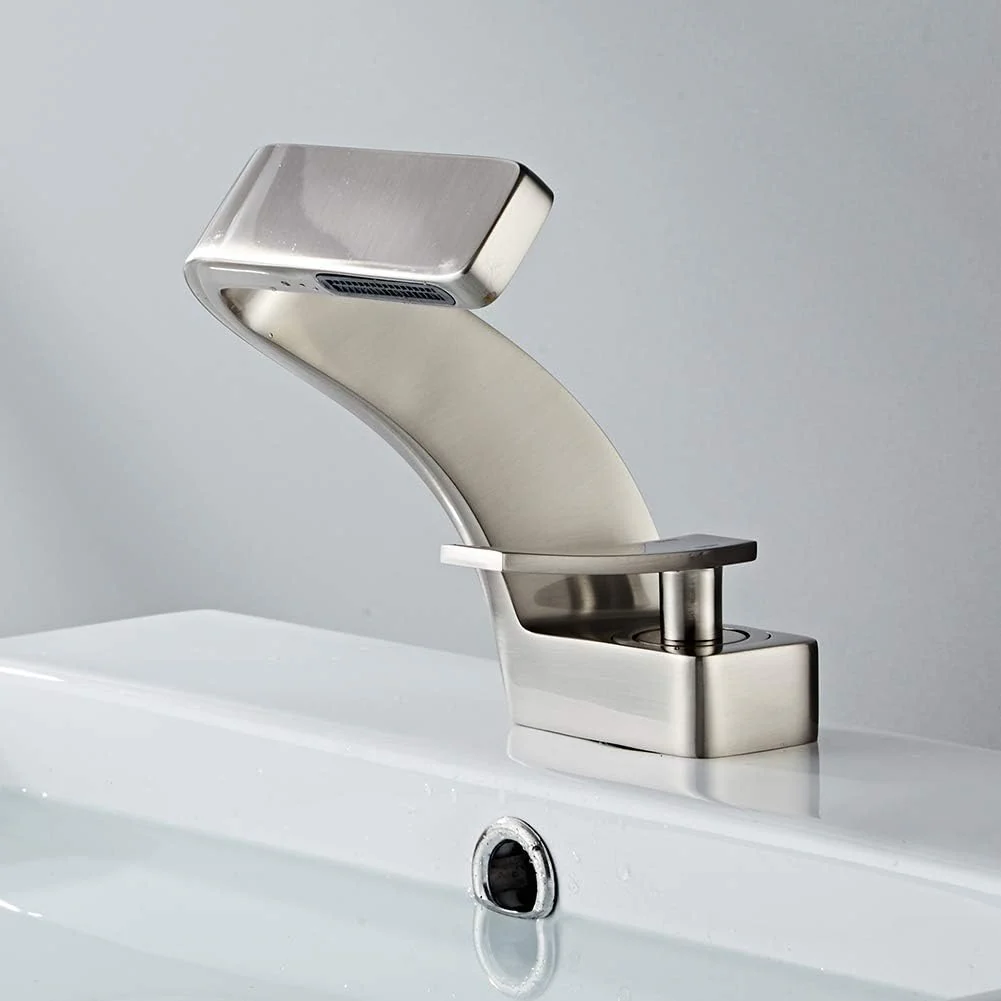 Solna - Waterfall Single Lever Brass Bathroom Sink Faucet - Image 9