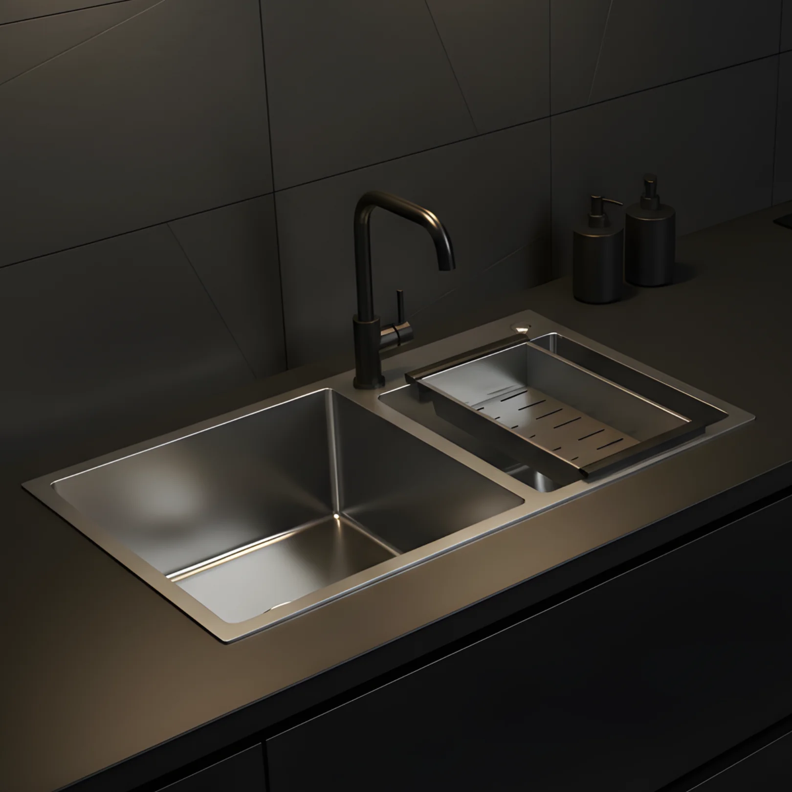 Strolberg - Drop-in Workstation Sink - Stainless Steel Double Bowl Kitchen Sink with Noise Reduction - Silver - Image 4