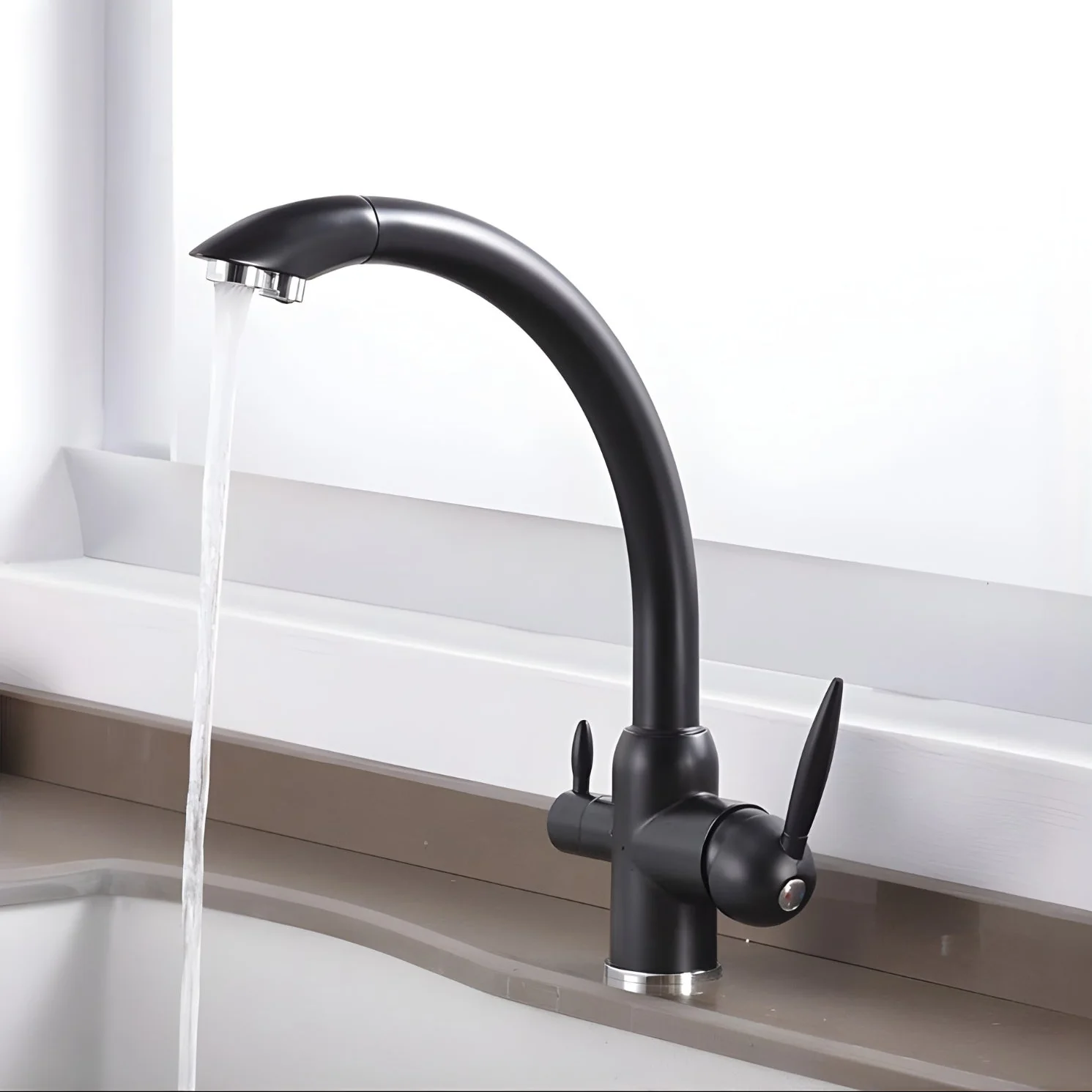 Sundby - Three-Way Faucet Kitchen Sink Mixer Tap Hot Cold Water Crane Deck Mounted Kitchen Tap - Image 3