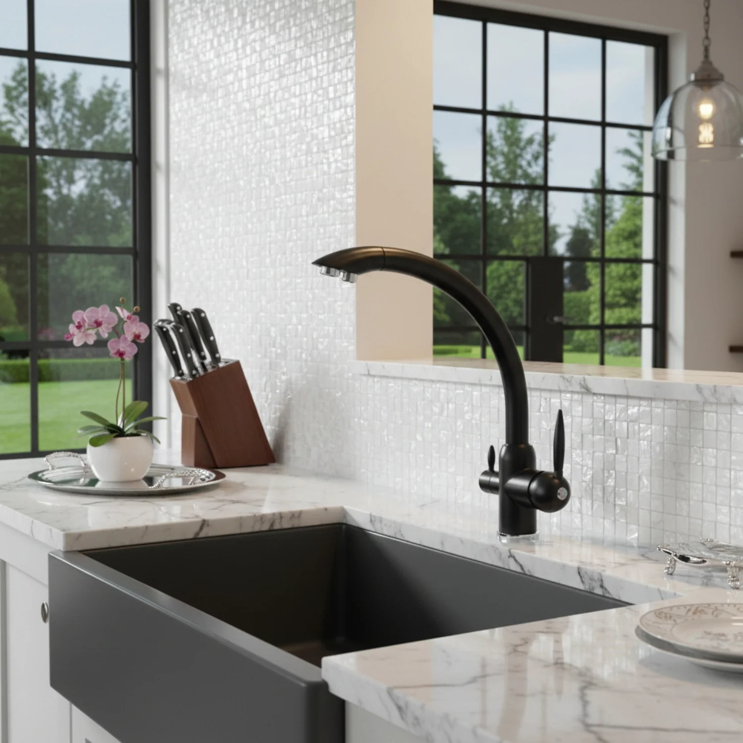 Sundby - Three-Way Faucet Kitchen Sink Mixer Tap Hot Cold Water Crane Deck Mounted Kitchen Tap - Image 5