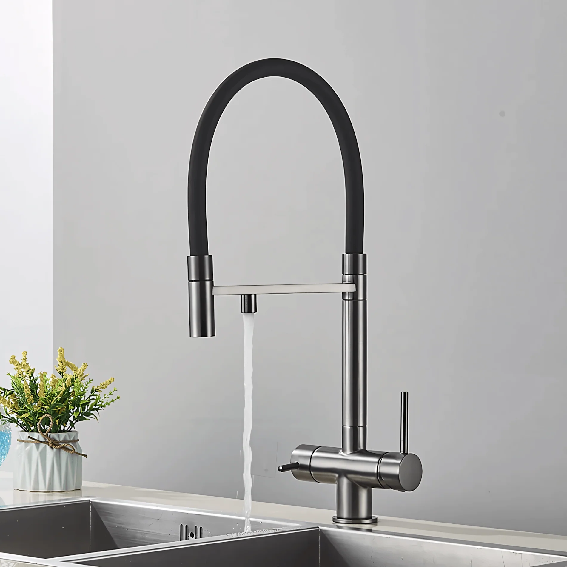 Trier - Three-Way Kitchen Faucet with Filter Tap Reverse Osmosis Compatible and Pull-Down Spout - Image 11